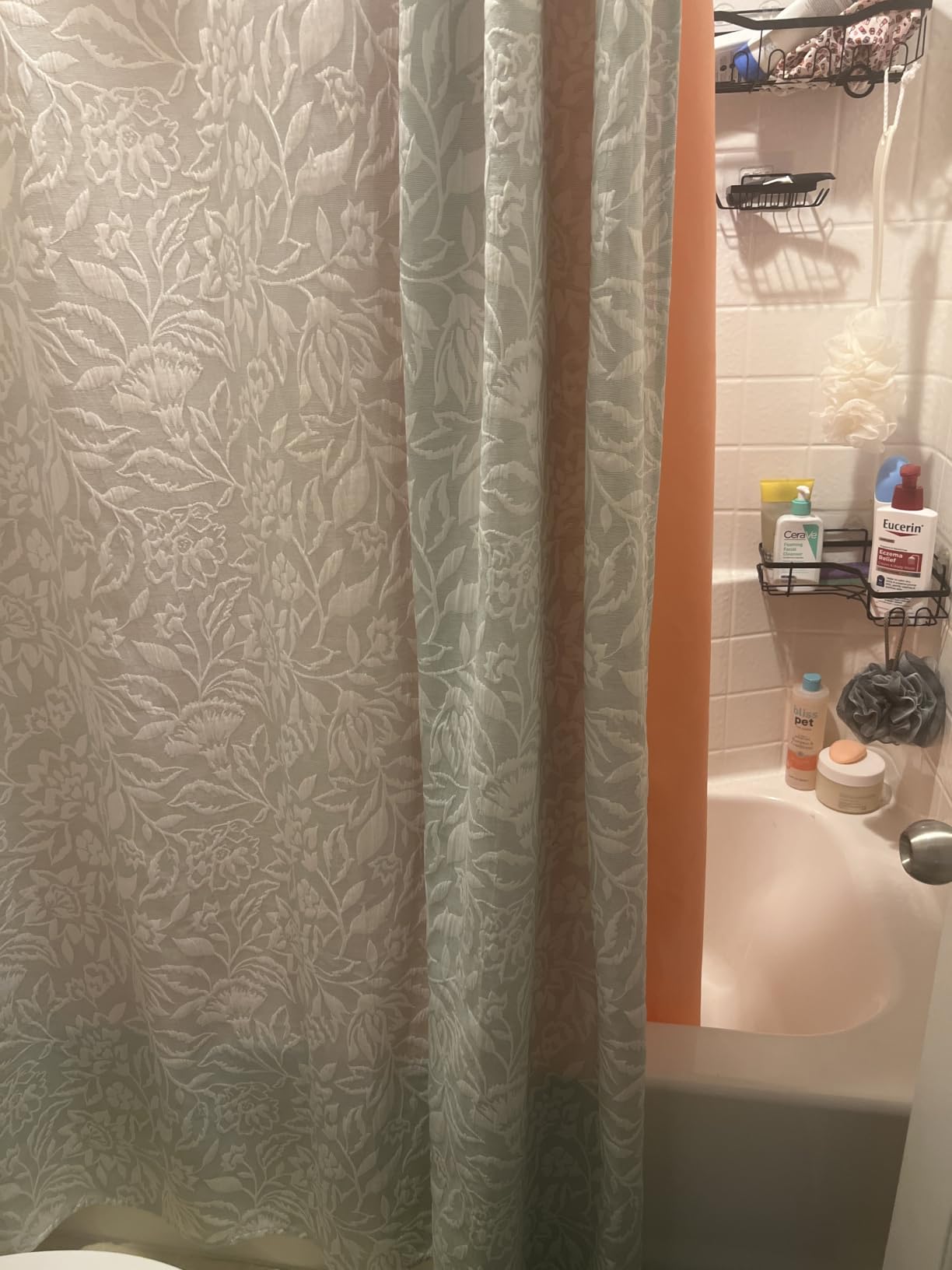 N&Y HOME Fabric Shower Curtain Liner with Magnets Standard Size, White customer photo 2