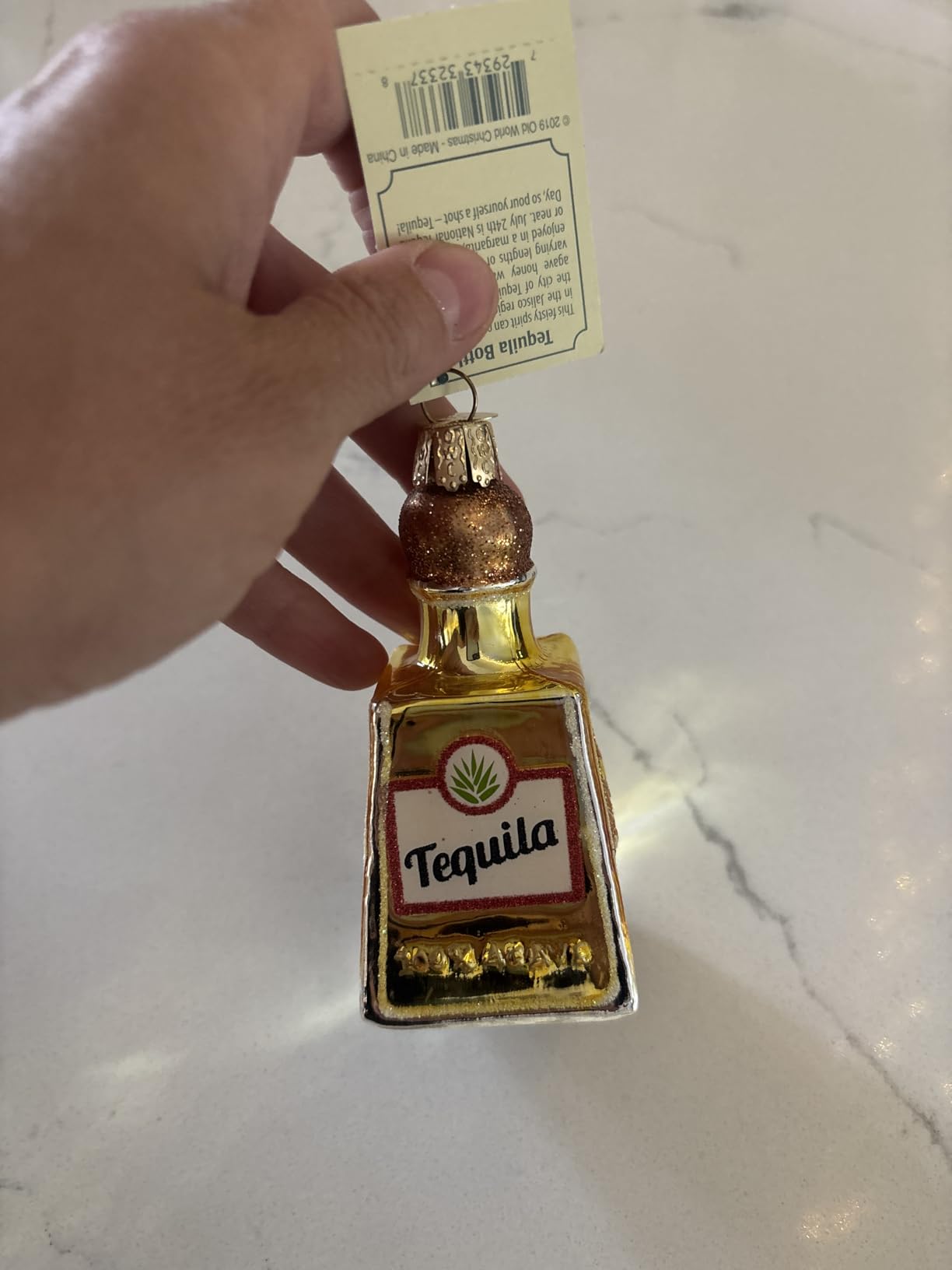 Old World Christmas Tequila Bottle Glass Blown Ornament for Christmas Tree, Handcrafted Holiday Decoration, Adult Beverages Collection customer photo 1