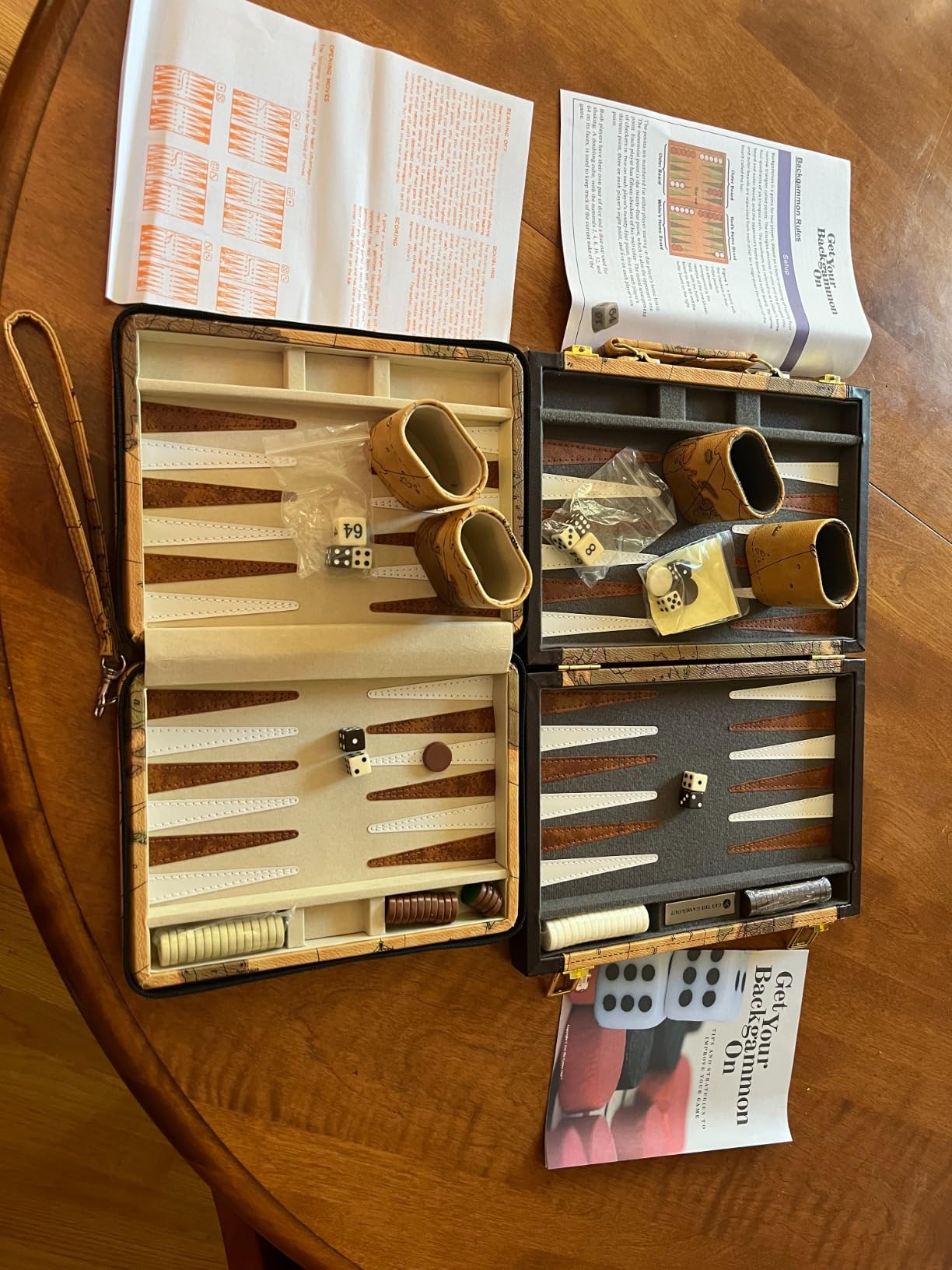 Get The Games Out Backgammon Set, Classic Board Game Case, 2 Players, Includes Strategy & Tip Guide, Perfect for Parties and Family Game Nights - Large, Map customer photo 1