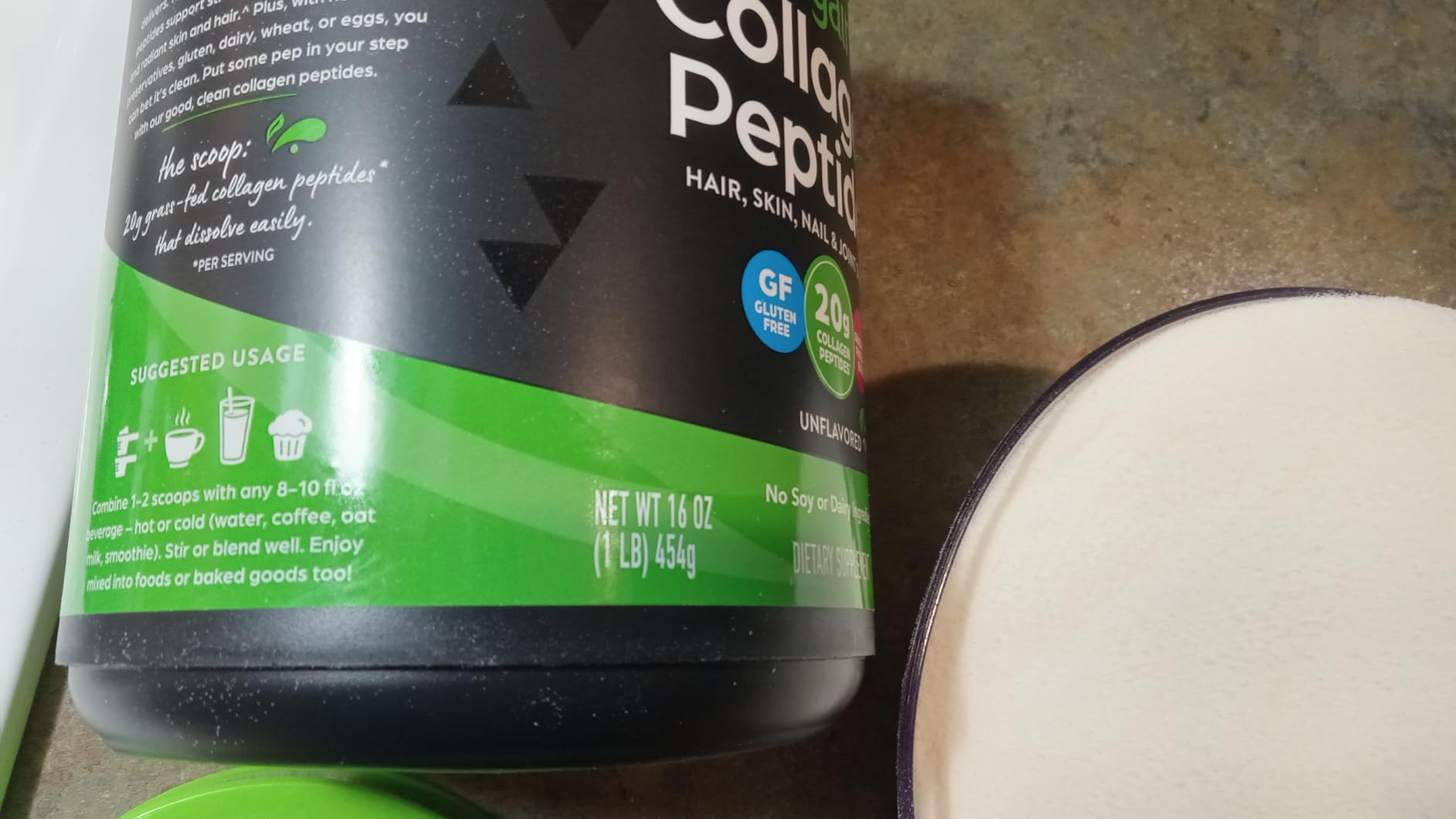 Orgain Hydrolyzed Collagen Peptides Powder For Women & Men, 20g Grass Fed Collagen, Unflavored - Hair, Skin, Nail, & Joint Support Supplement, Paleo & Keto, Non-GMO, Type I and III, 1lb customer photo 1