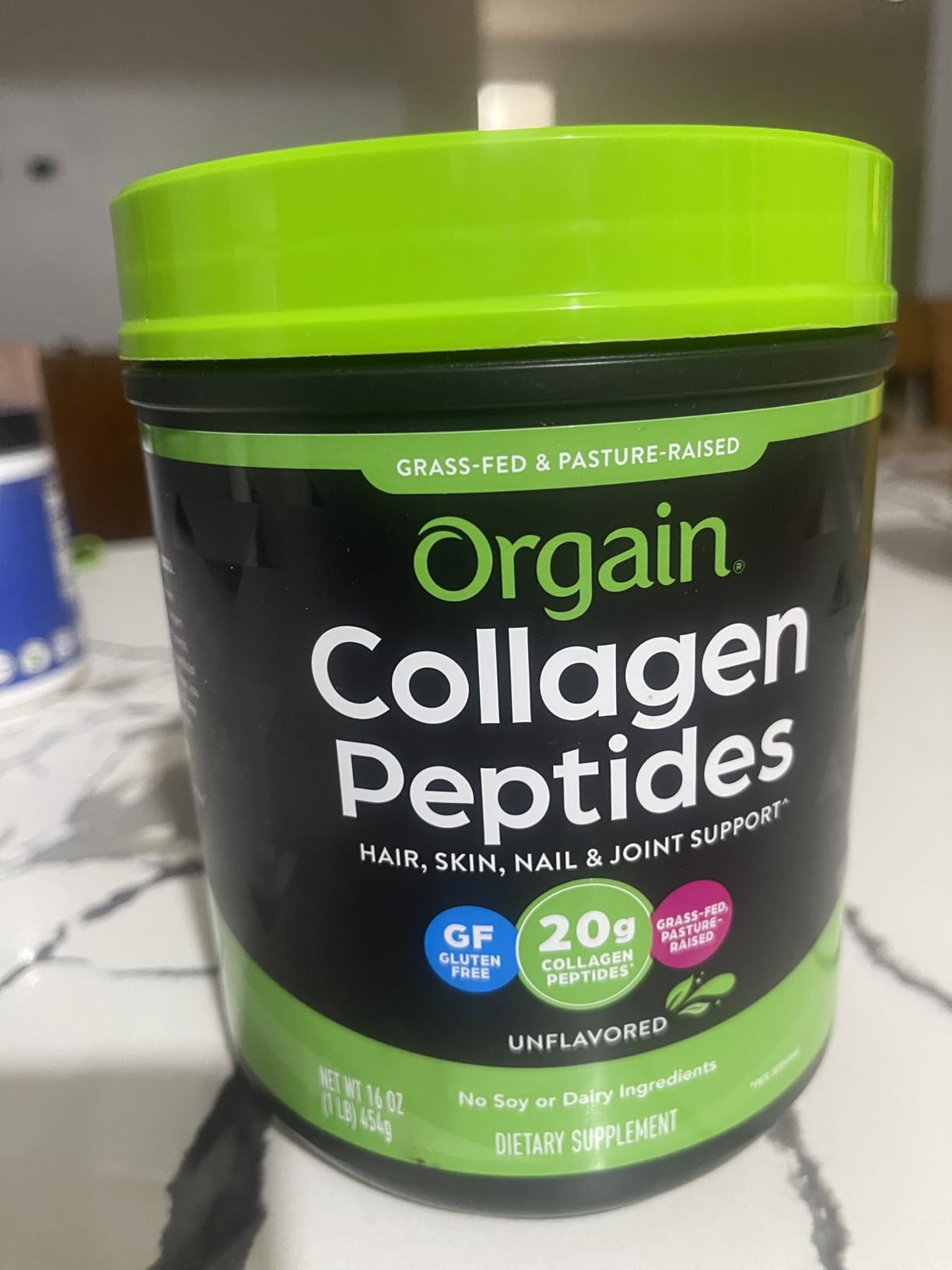 Orgain Hydrolyzed Collagen Peptides Powder For Women & Men, 20g Grass Fed Collagen, Unflavored - Hair, Skin, Nail, & Joint Support Supplement, Paleo & Keto, Non-GMO, Type I and III, 1lb customer photo 2