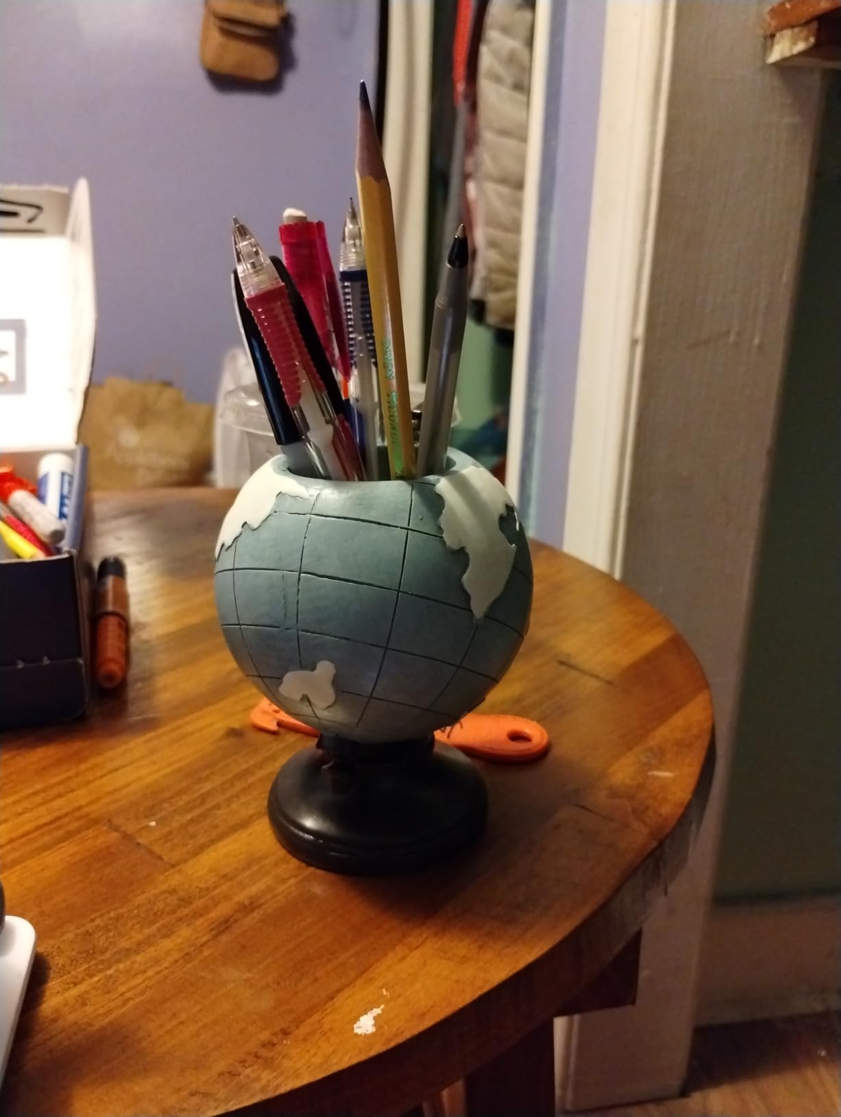 MUAMAX Globe Pen Pencil Holder for Desk Pen Organizer for Desk Desktop Organizer Pencil Cup Pot Desktop Accessories for Home Office School customer photo 1