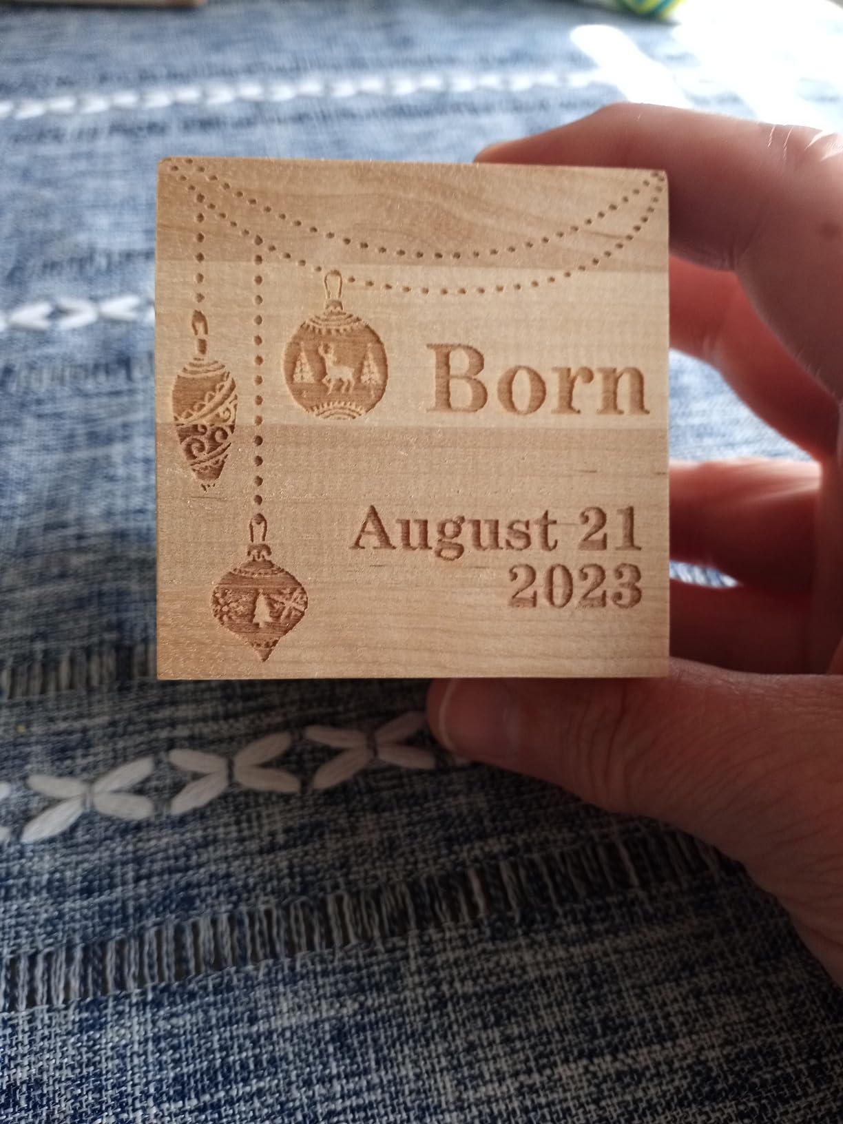 Custom Engraved Big Wood Baby Adoption Gotcha Day Birth Block (2.5”) Personalized Gift for Your Baby - New Baby Gifts, Newborn Gifts, Birth Adoption Announcement customer photo 1