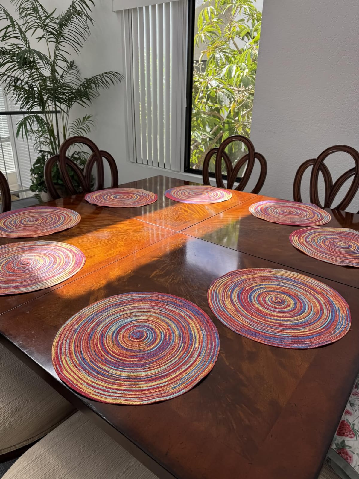 SHACOS 15 inch Round Placemats Set of 6, Cotton Polyester Woven Braided Place Mats, Washable Heat Resistant Circle Table Mats for Dining Table (Beige, 6) customer photo 1