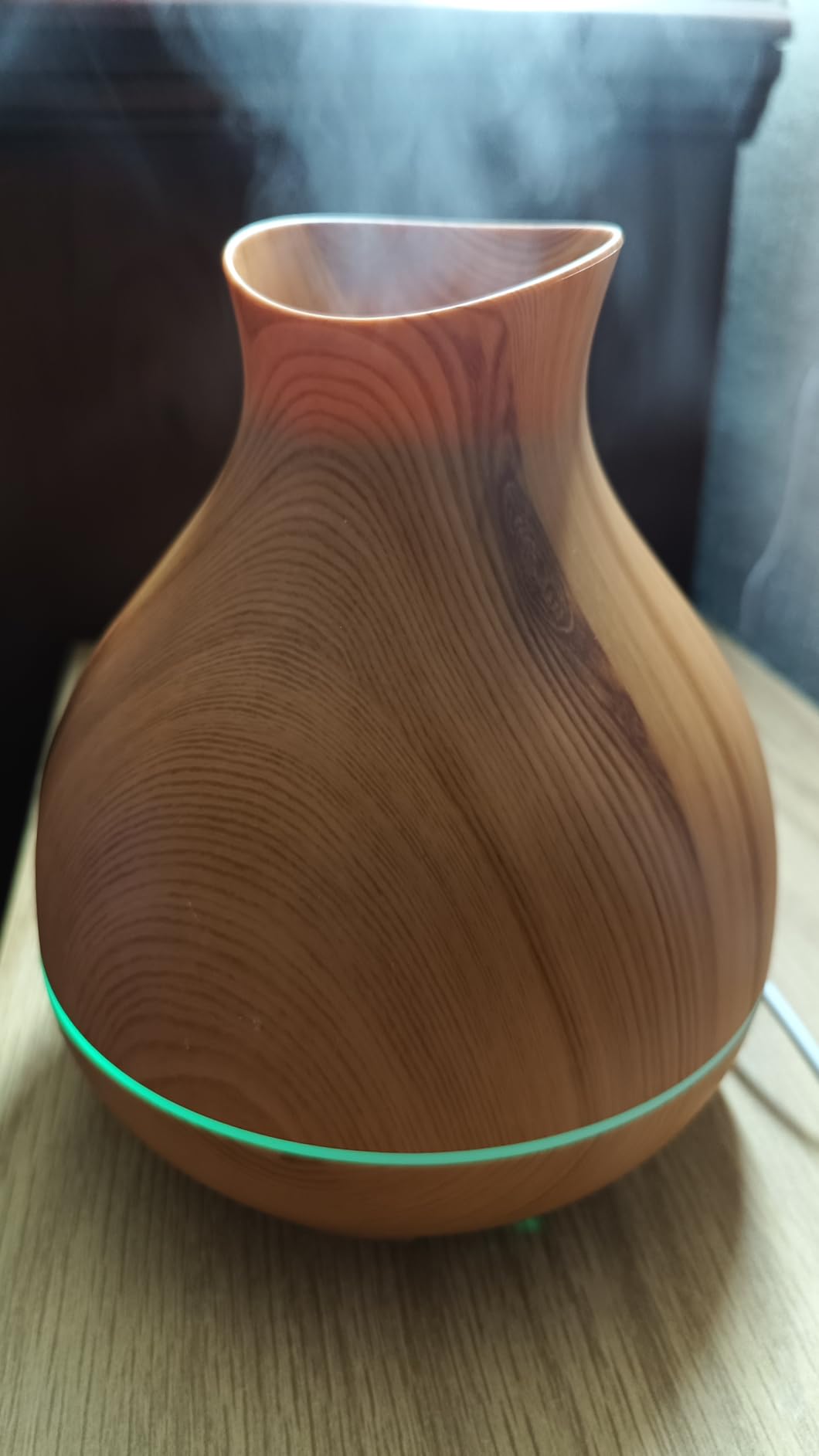 Aromatherapy Essential Oil Diffuser 550ml 12 Hours Wood Grain Aroma Diffuser with Timer Cool Mist Humidifier for Large Room, Home, Baby Bedroom, Waterless Auto Shut-off,7 Colors Lights Changing customer photo 1