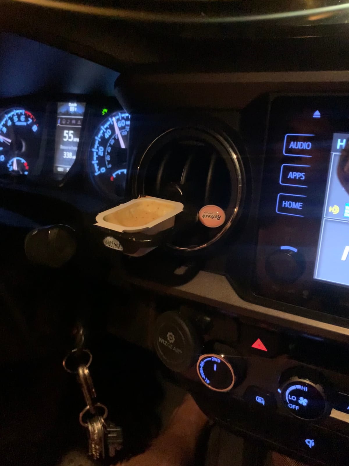 Saucemoto Dip Clip | An in-car sauce holder for ketchup and dipping sauces. As seen on Shark Tank (2 Pack, Black) customer photo 2
