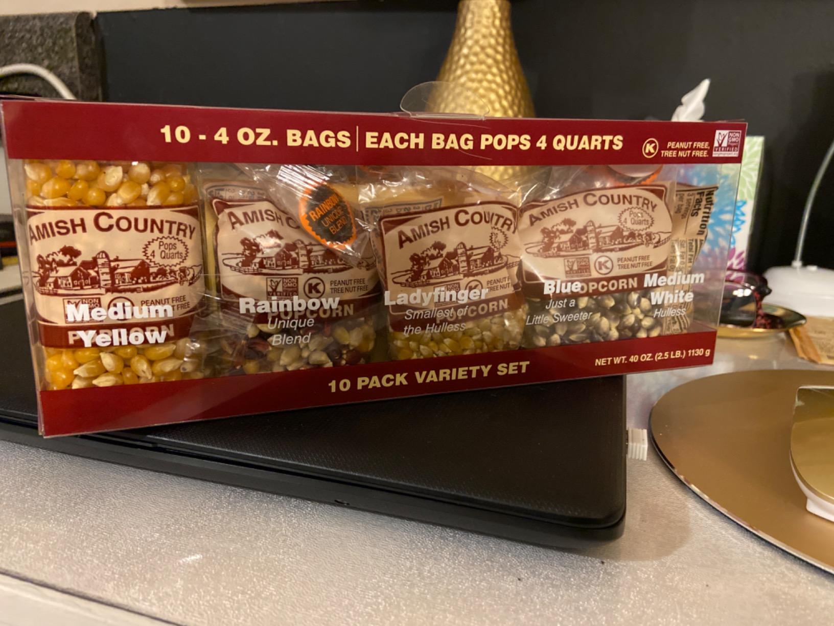 Amish Country Popcorn | 4 Ounce Variety Kernel Gift Set (10 Pack Assorted) | Old Fashioned, Non-GMO and Gluten Free (4oz Each, 10ct Total) customer photo 2