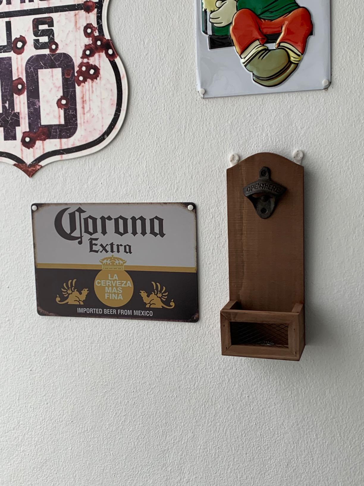 ZGZD Wooden Bottle Opener Wall Mounted with Cap Catcher, Gifts for Men and Beer Lovers customer photo 2