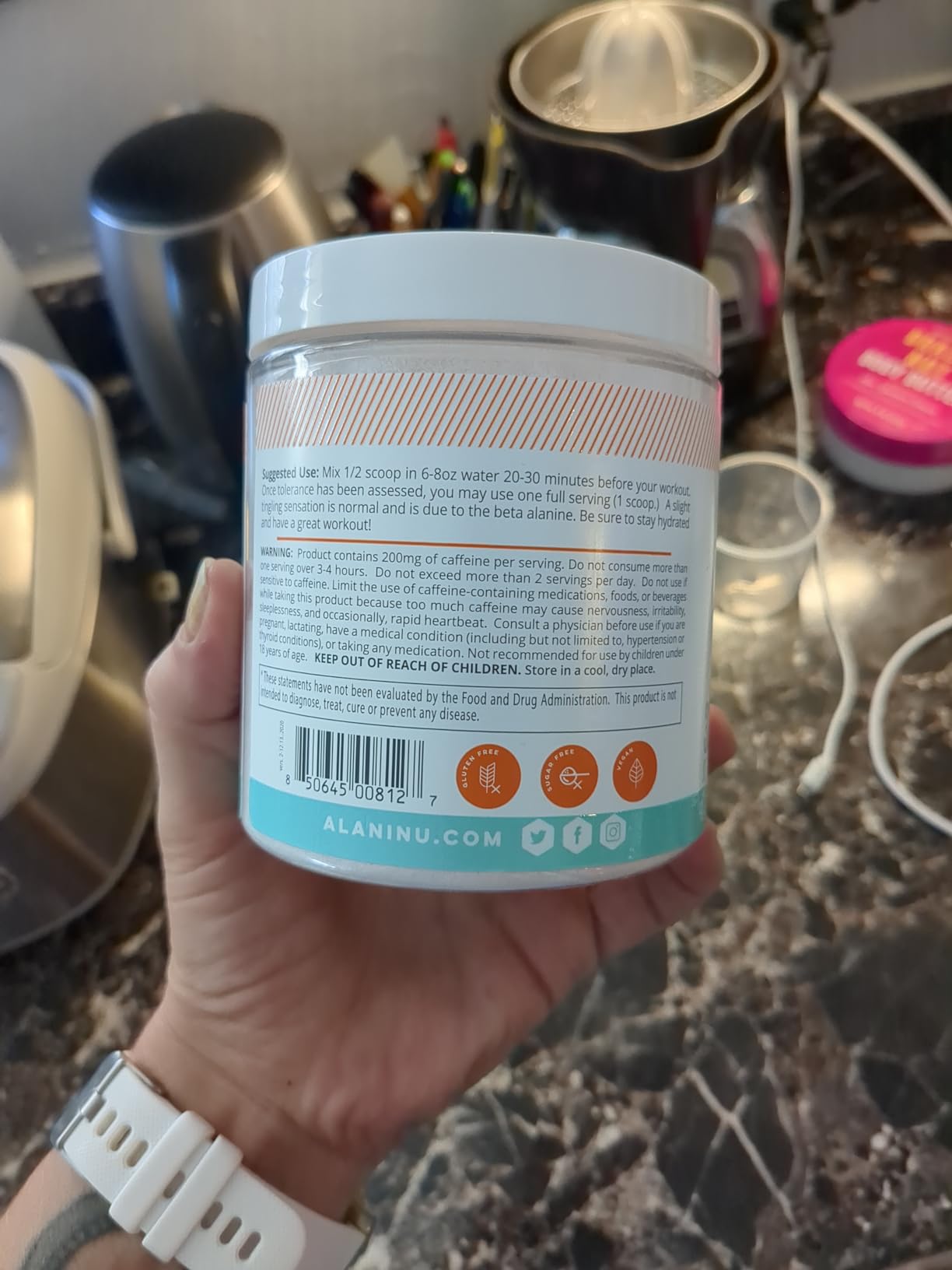 Alani Nu Pre Workout Powder Hawaiian Shaved ICE, Amino Energy Boost, Endurance Supplement, Sugar Free, 200mg Caffeine, L-Theanine, Beta-Alanine, L-Citrulline, 30 Servings customer photo 1