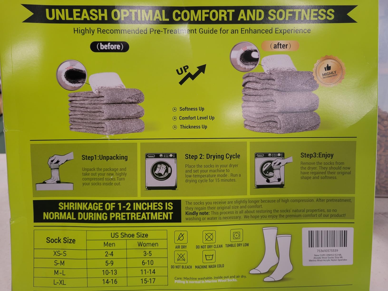 Alvada Mens Merino Wool Crew Socks Thermal and Warm Socks for Winter Work Hiking Running 3 Pairs customer photo 2
