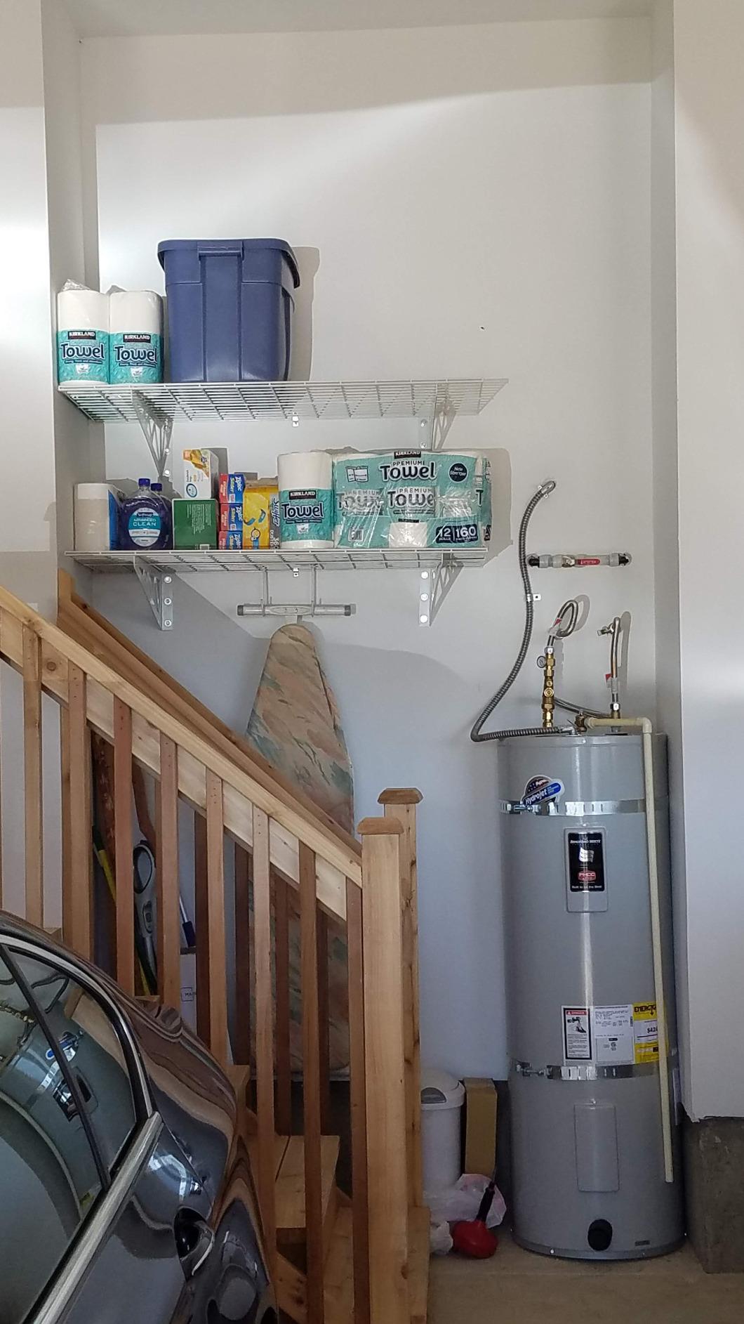 SafeRacks Steel Garage Wall Shelves 2-Pk w/Hooks, 500lb, Hammertone (24x48) customer photo 2