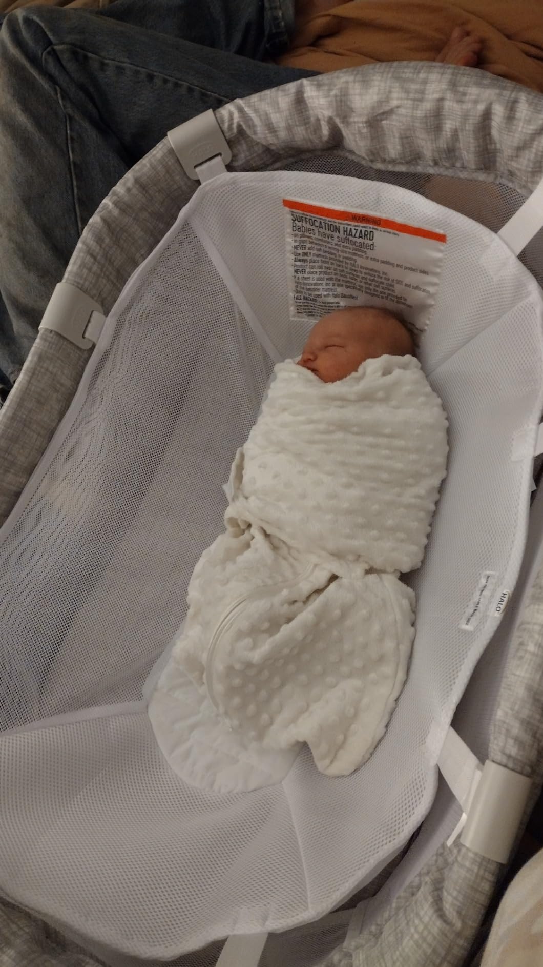 HALO Sleepsack Swaddle, 3-Way Adjustable Swaddle Blanket, TOG 3.0, Velboa Plush Dots, Cream, Newborn, 0-3 Months customer photo 2
