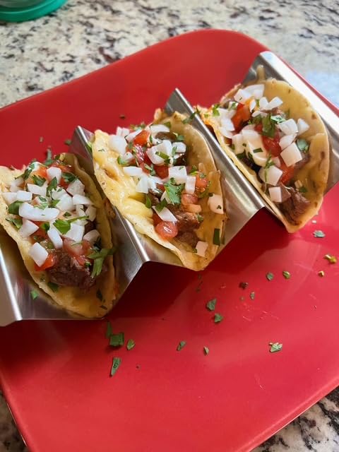Taco Holders 4 Packs - Stainless Steel Taco Stand Rack Tray Style, Oven Safe for Baking, Dishwasher and Grill Safe customer photo 2