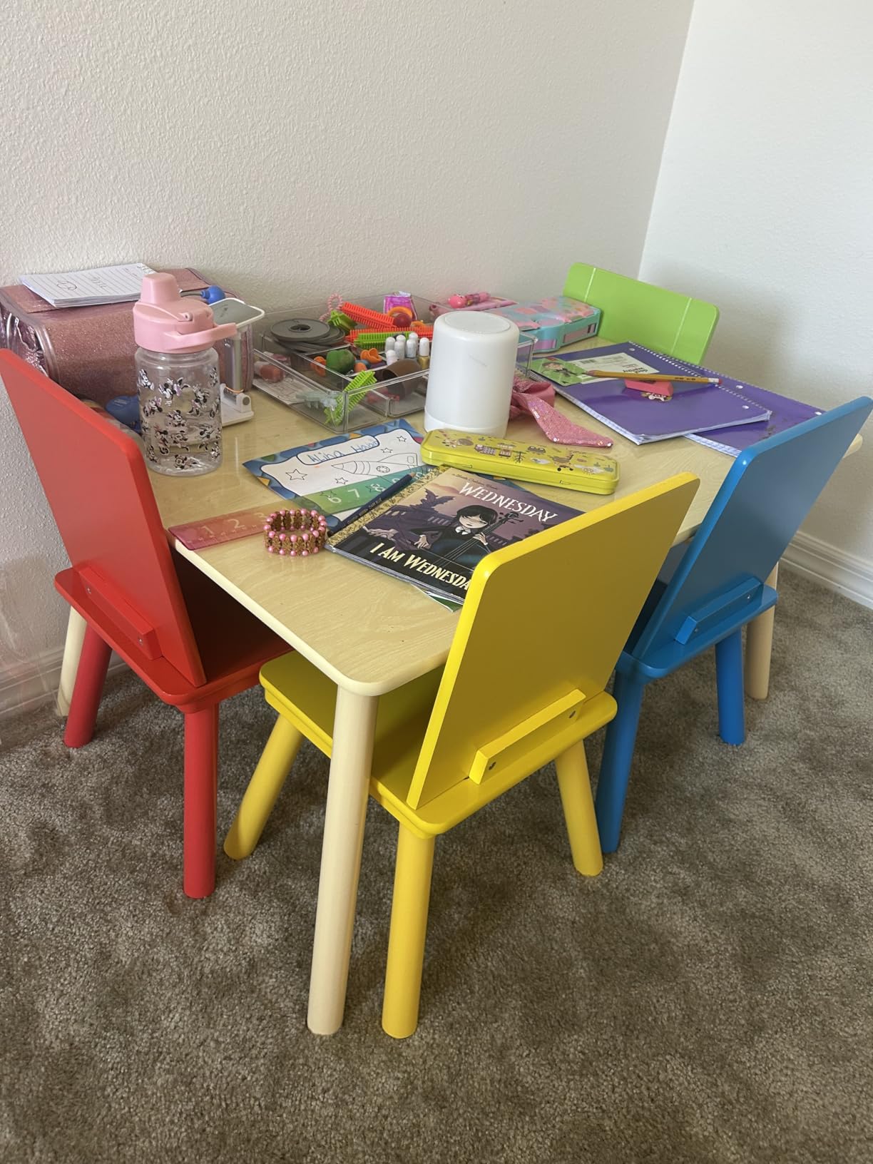 Delta Children Kids Table and Chair Set (4 Chairs Included), Grey/Blue customer photo 2