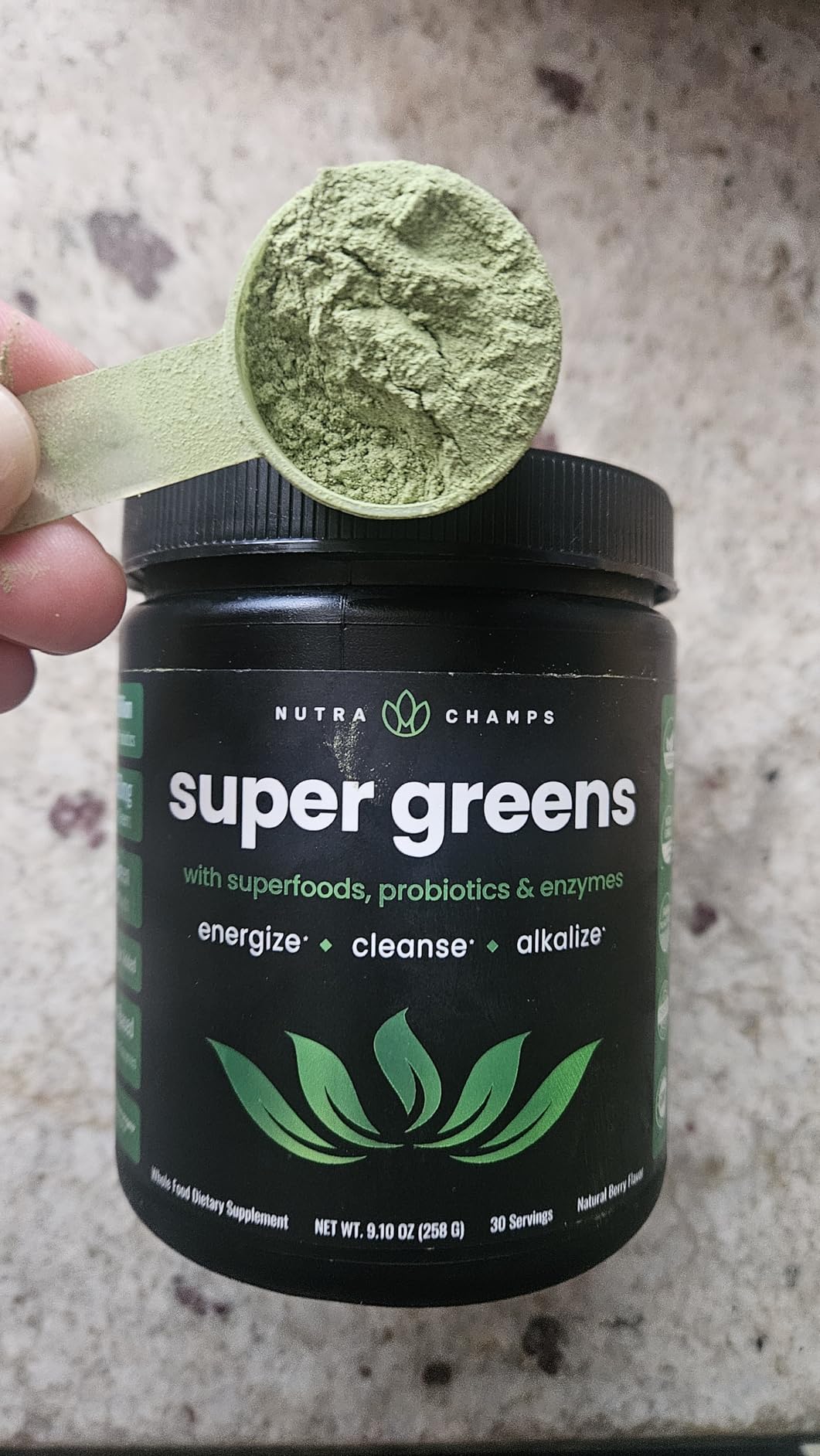 SuperGreens Powder, 40+ Organic Superfoods, Probiotics & Enzymes for Energy, Digestion, Gut Health & Bloating | Organic Fruit & Veggie Drink Mix, Daily Green Juice Smoothie Blend, Spinach, Noni Plus customer photo 2