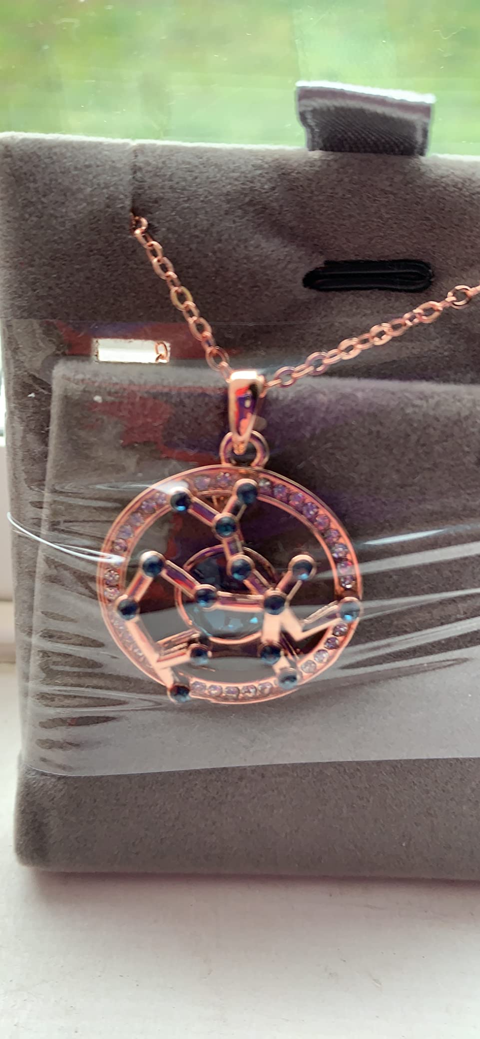 Leafael Gift for Women Zodiac Constellation Pendant Necklaces Made with Premium Crystal Horoscope Jewelry, Rose Gold Plated, 18