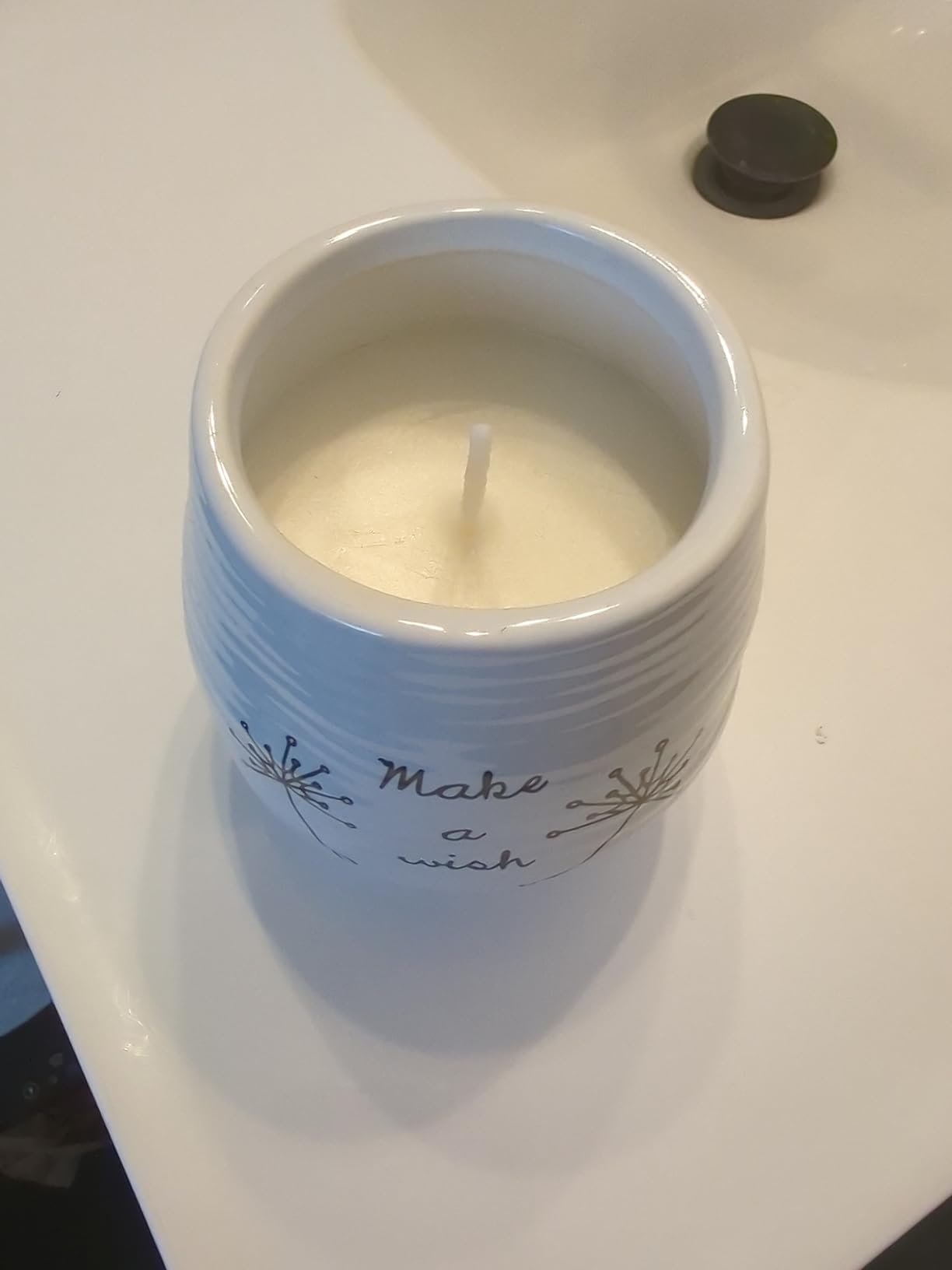 Pavilion Gift Company - 8 Oz Candle Holder - White Ceramic Candle Jar with 100% Soy Wax Candle Serenity Scent