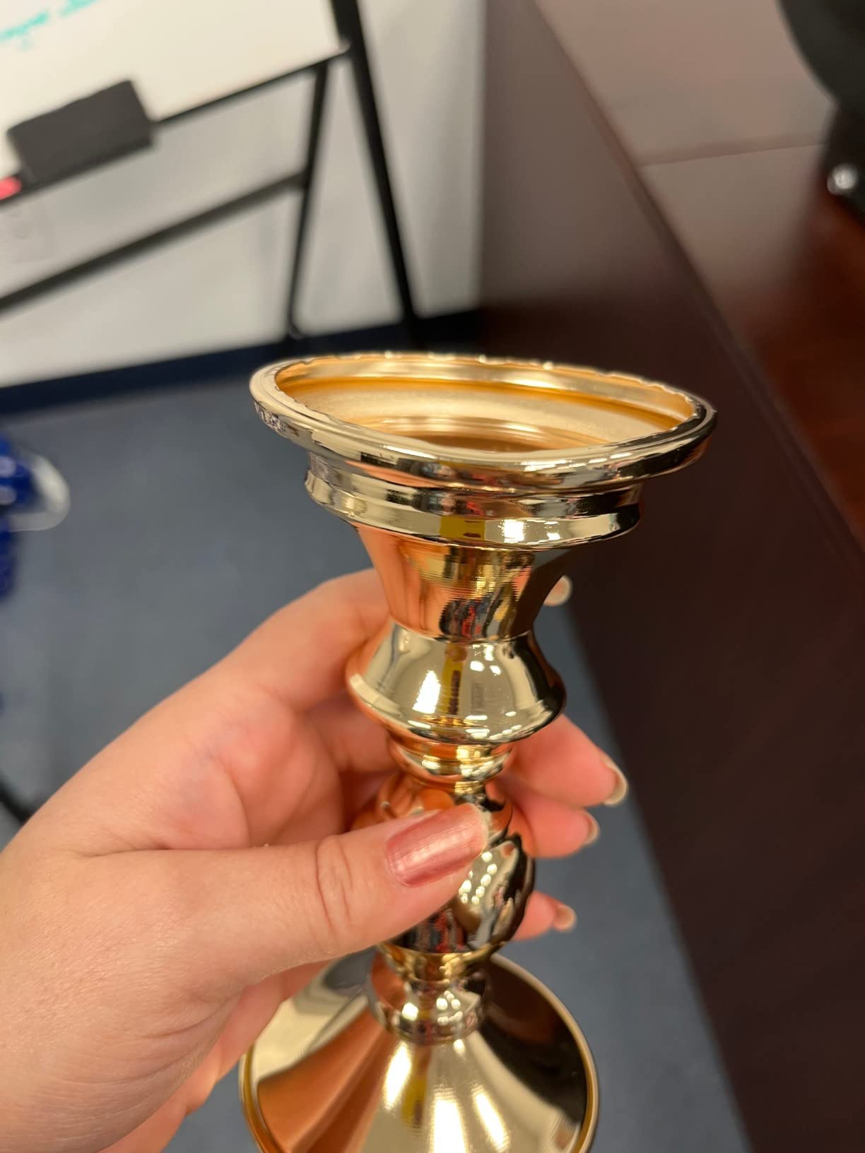 NUPTIO Gold Pillar Candle Holders: Metal Candles Stands for 2