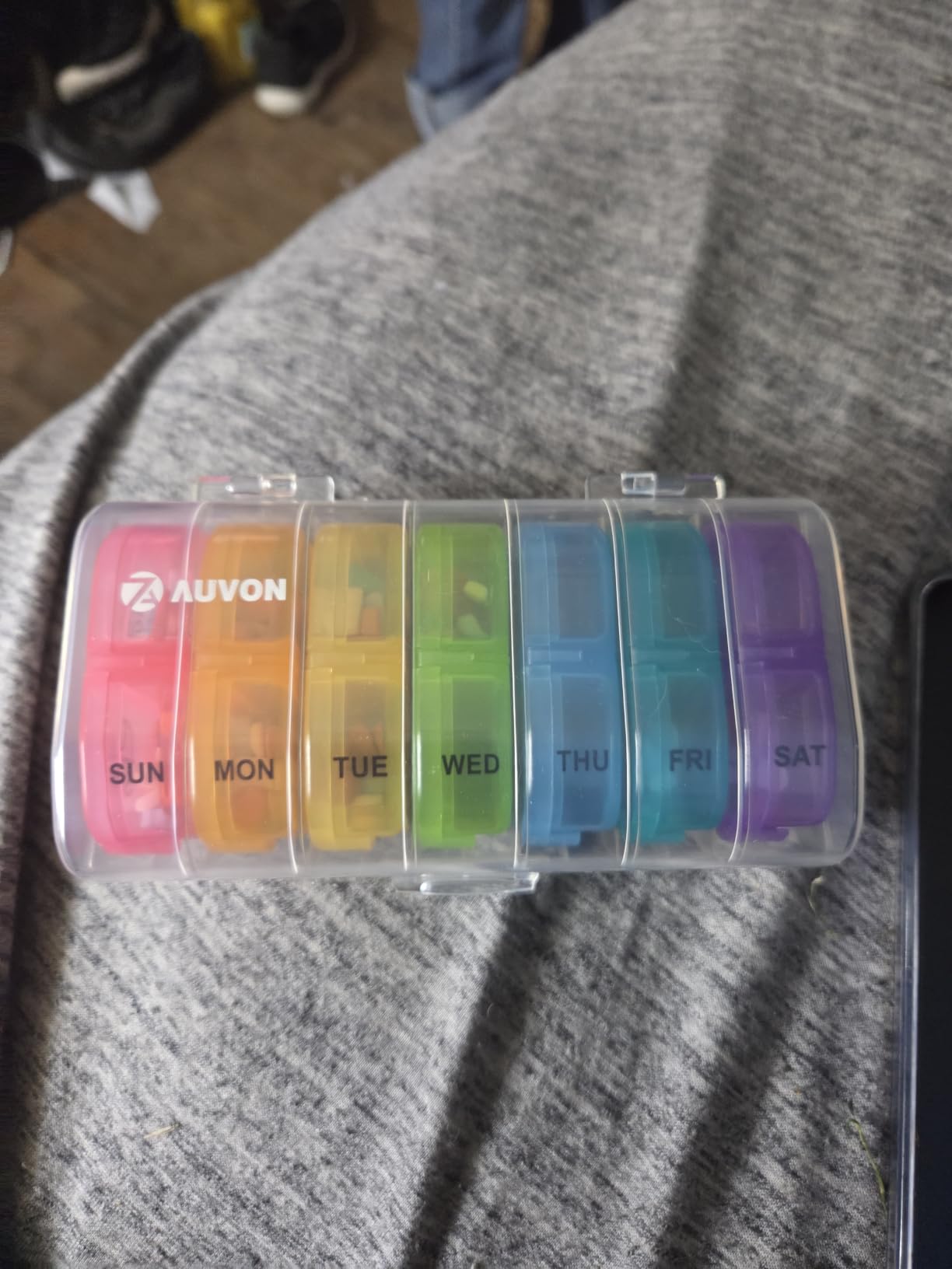 AUVON Pill Box 2 Times a Day, 7-Color for Easy Tracking, Dual Protection | Weekly Pill Organizer AM PM with 7 Daily Pocket Case to Hold Vitamin, Medicine, Medication, and Supplement, BPA-free customer photo 1