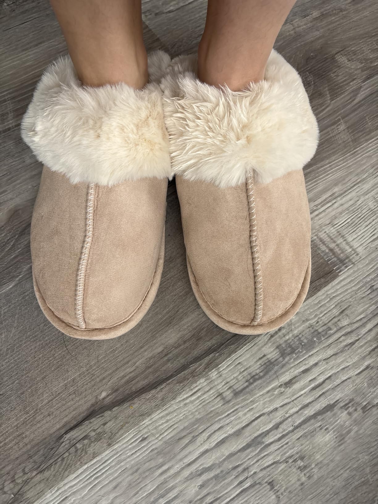 Donpapa Womens Fuzzy Slippers Memory Foam Warm Cozy Indoor House Shoes customer photo 1