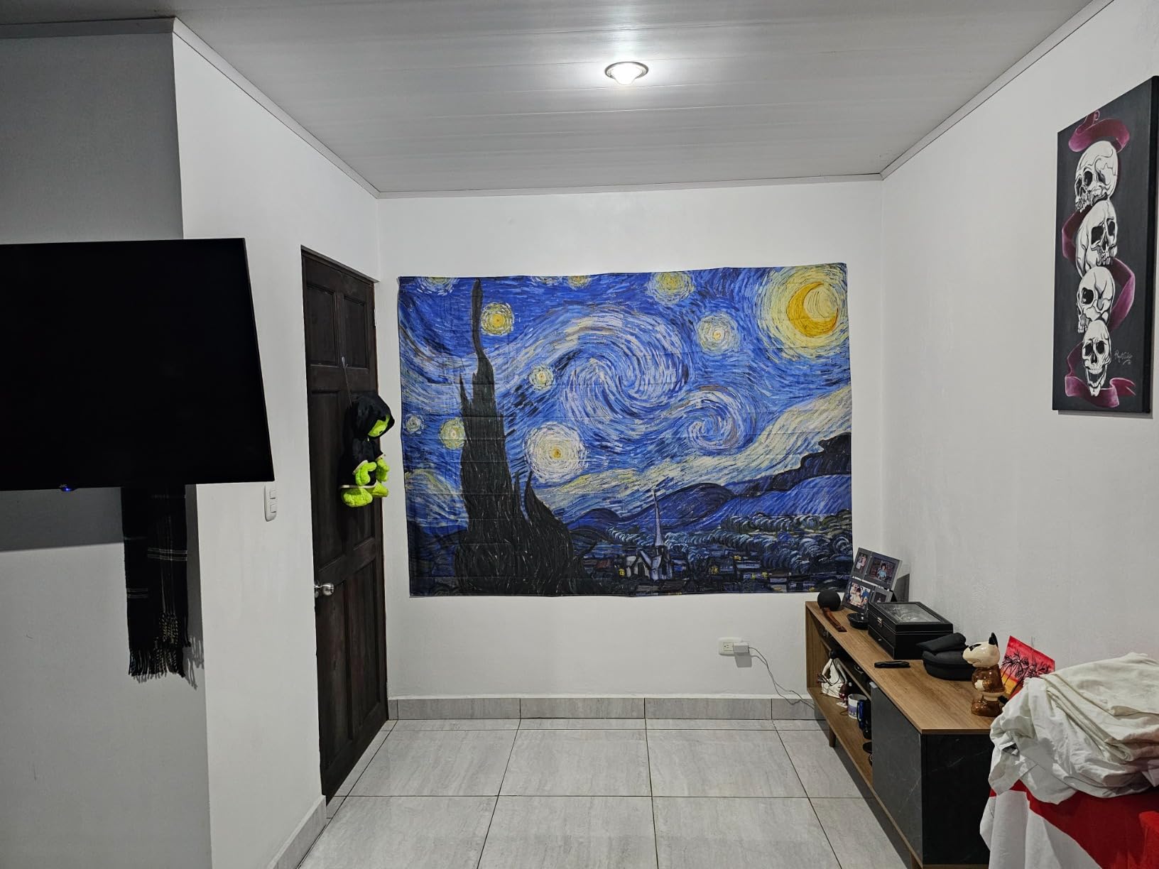 IcosaMro Starry Night Tapestry Wall Hanging, V. Gogh Art Wall Tapestries [51x60''][Double-Folded Hems]- Star Blanket Tablecloth for Bedroom, Dorm, College, Living Room, Blue customer photo 2