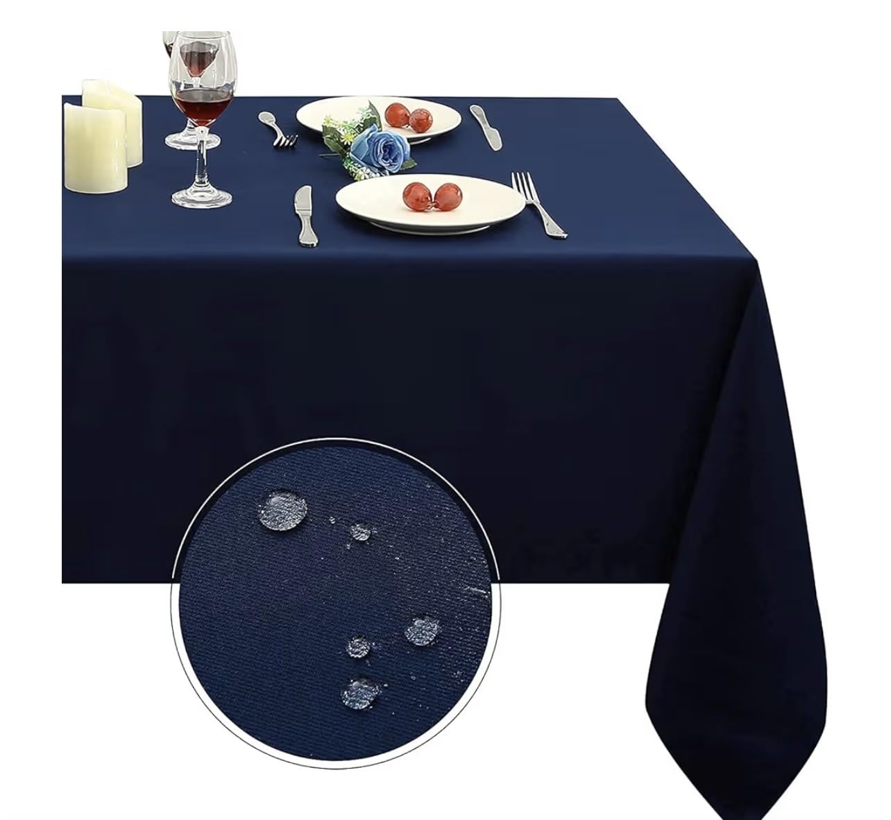Obstal Rectangle Table Cloth, Navy Blue, 60 x 84 Inch customer photo 1