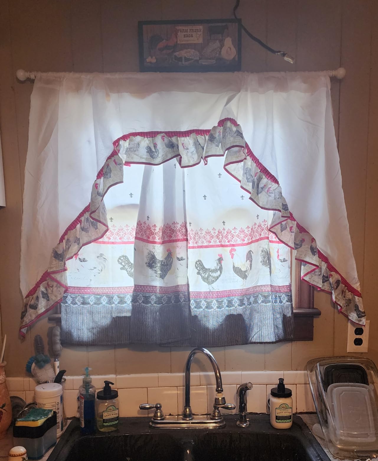 Diamond Home Linens 3PC Printed Kitchen Curtain Tiers and Swag Valance 36