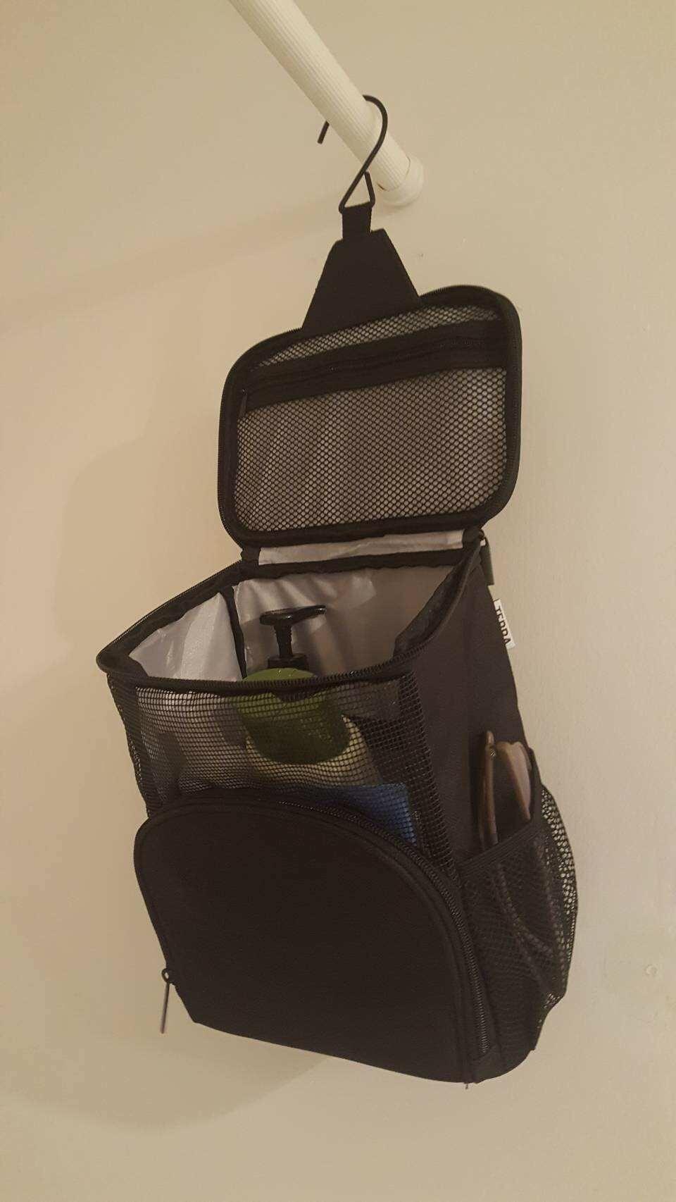 TERRA HOME Original Portable Shower Caddy For College Dorms - Foldable Mesh Tote - Dorm Room Essentials - Durable Hanging Travel Shower Bag - Perfect for College Students, Men, Women (Black) customer photo 2