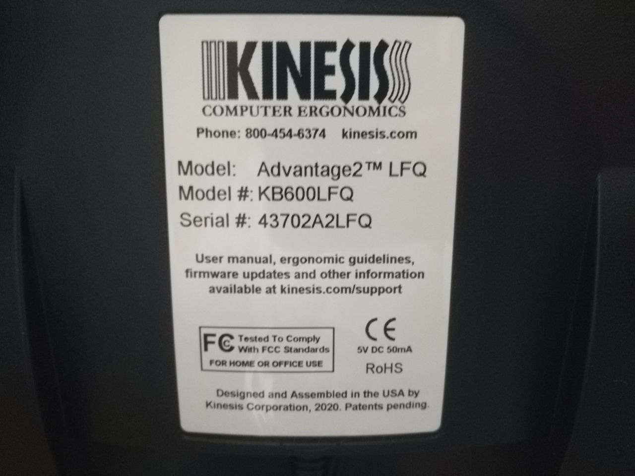 KINESIS Advantage2 Quiet LF Ergonomic USB Keyboard (KB600LFQ) customer photo 2