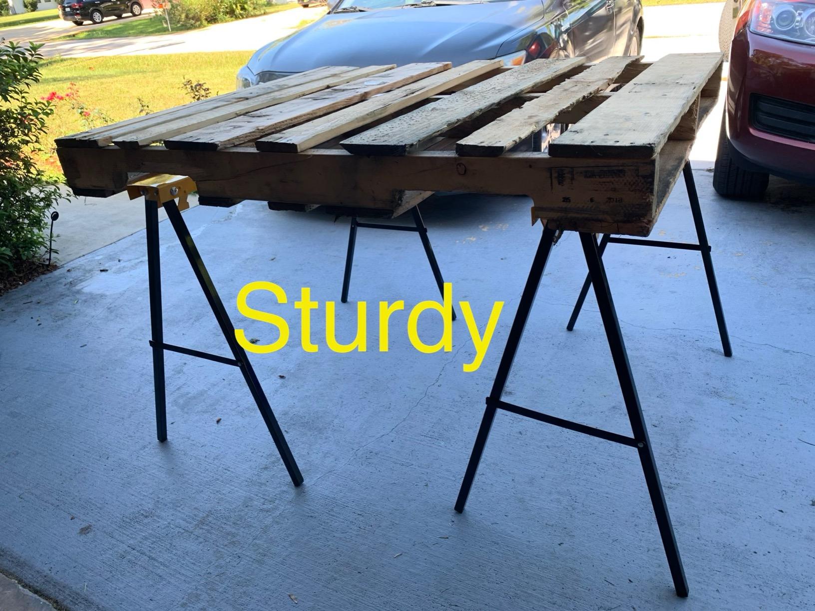 Forup Portable Folding Sawhorse, Heavy Duty Twin Pack, 275 lb Weight Capacity Each 2 Pack (Yellow) customer photo 2