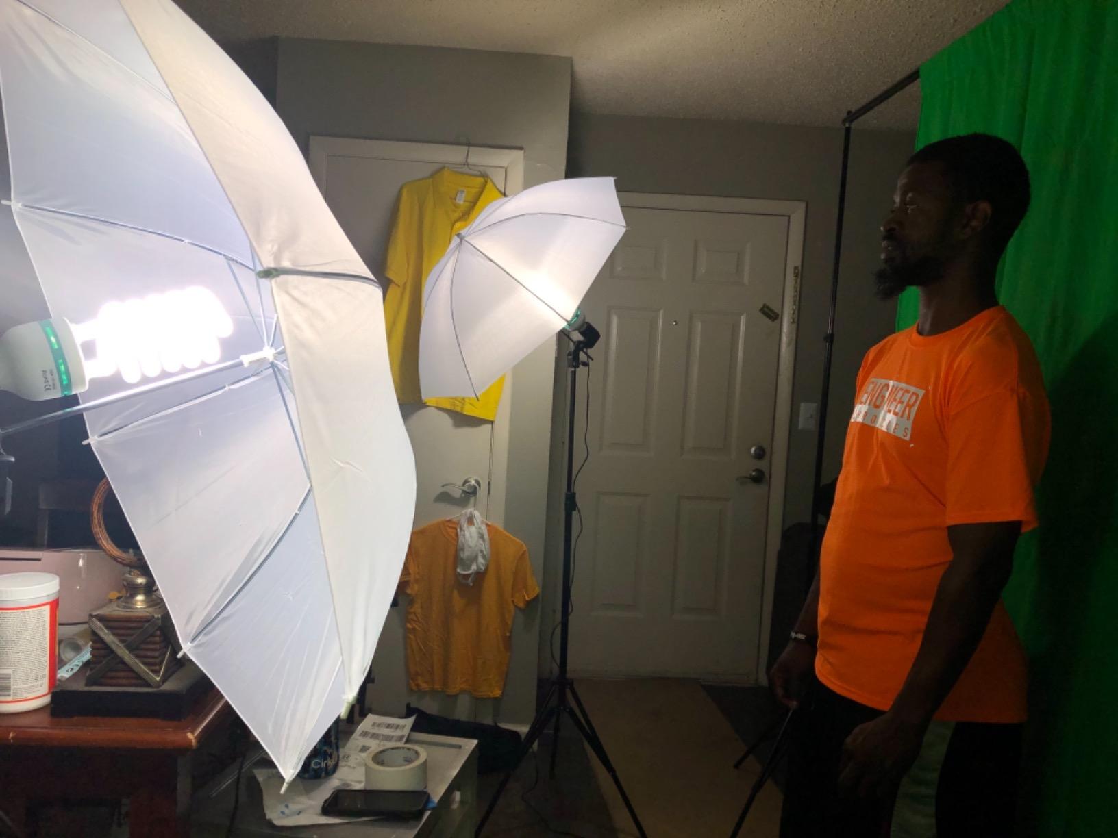 Photo Video Studio 10 x 8.5ft Stand with Muslin Backdrop (Green /White /Black) & 85W 5500K Led Bulb & Umbrella Lighting Kit Photography Background Support System Kit,Clamp, Carry Bag customer photo 1