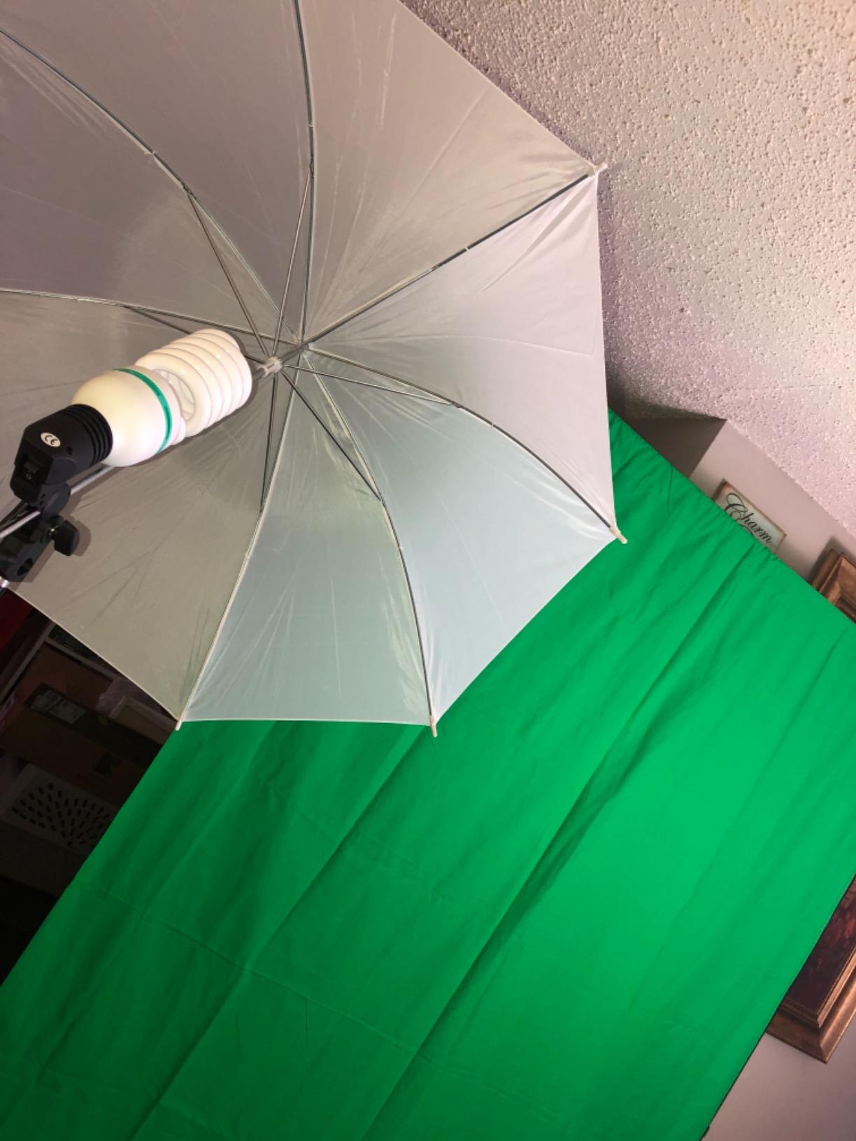 Photo Video Studio 10 x 8.5ft Stand with Muslin Backdrop (Green /White /Black) & 85W 5500K Led Bulb & Umbrella Lighting Kit Photography Background Support System Kit,Clamp, Carry Bag customer photo 2