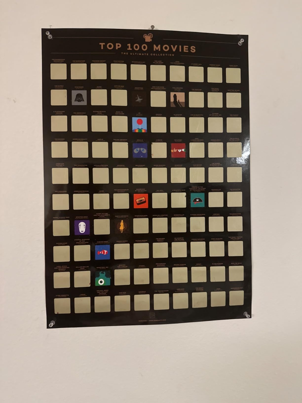 Enno Vatti Top 100 Movies Scratch Off Poster - Bucket List of Best Films - 100 Movie Scratch Off Poster (16.5