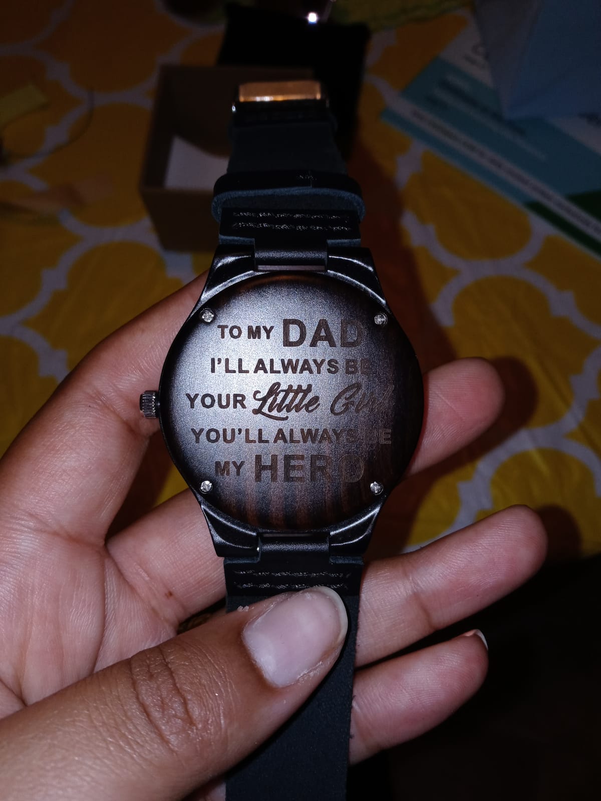 UMIPHIMAT Engraved Wooden Watches for Men for Husband Boyfriend Dad Son customer photo 1
