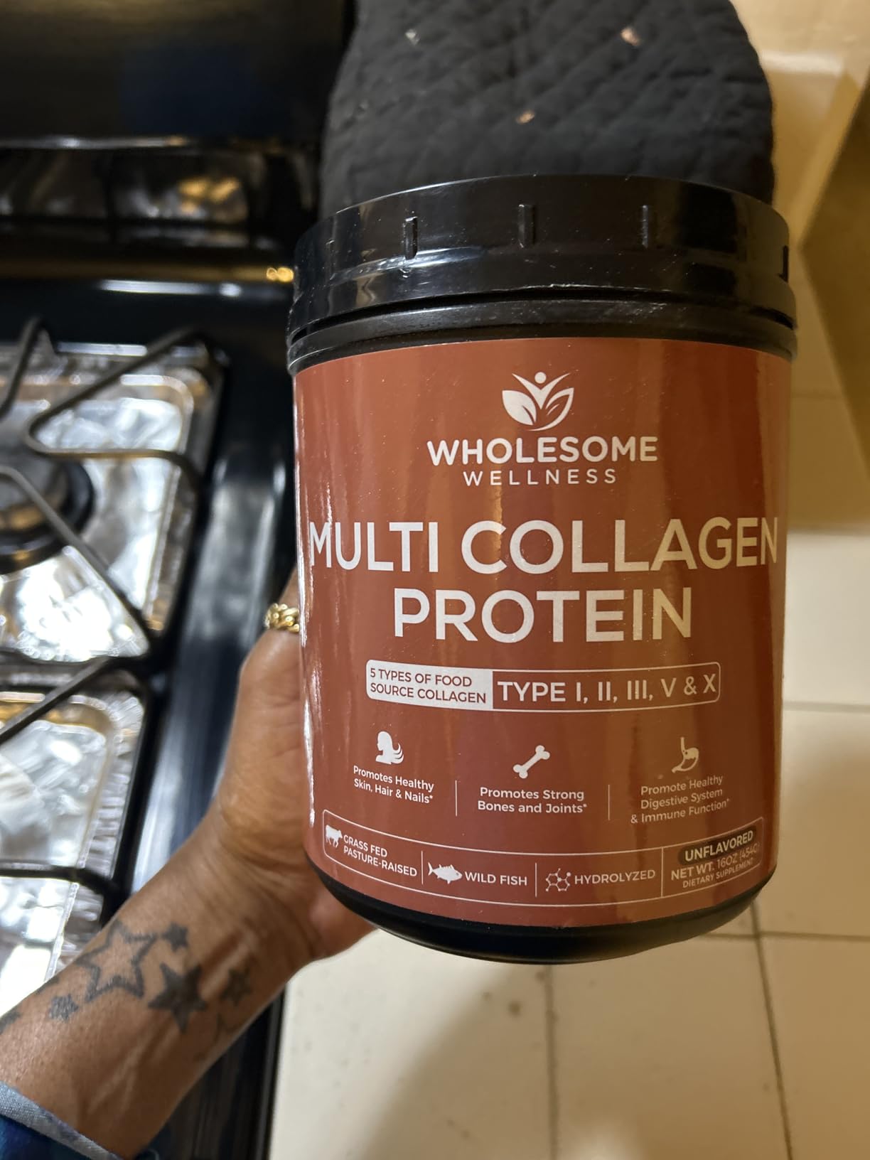 Wholesome Wellness Premium Multi Collagen Peptides Protein Powder for Women and Men, 5 Types of Hydrolyzed Collagen, Grass-Fed, Non-GMO & Unflavored, Pure Protein for Youthful Skin & Joint Recovery customer photo 1