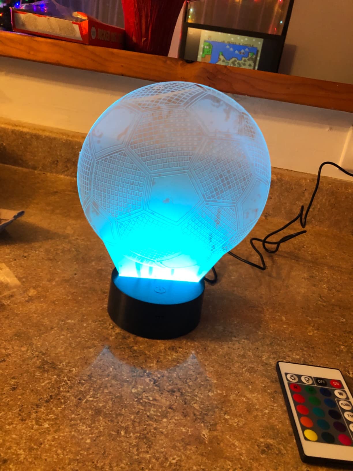 FULLOSUN Kids Night Light Soccer 3D Optical Illusion Lamp with Remote Control 16 Colors Changing Football Birthday Xmas Valentine's Day Gift Idea for Sport Fan Boys Girls customer photo 1