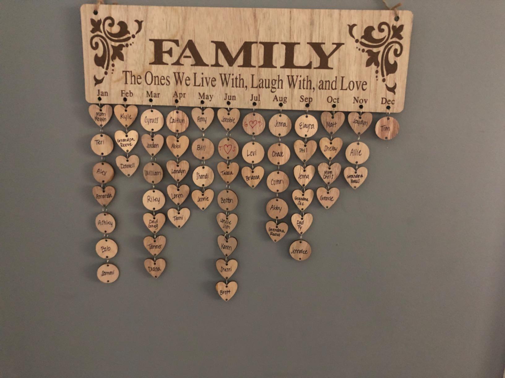 Family Birthday Reminder Calendar Board with 100 Tags, Model JL01 customer photo 2