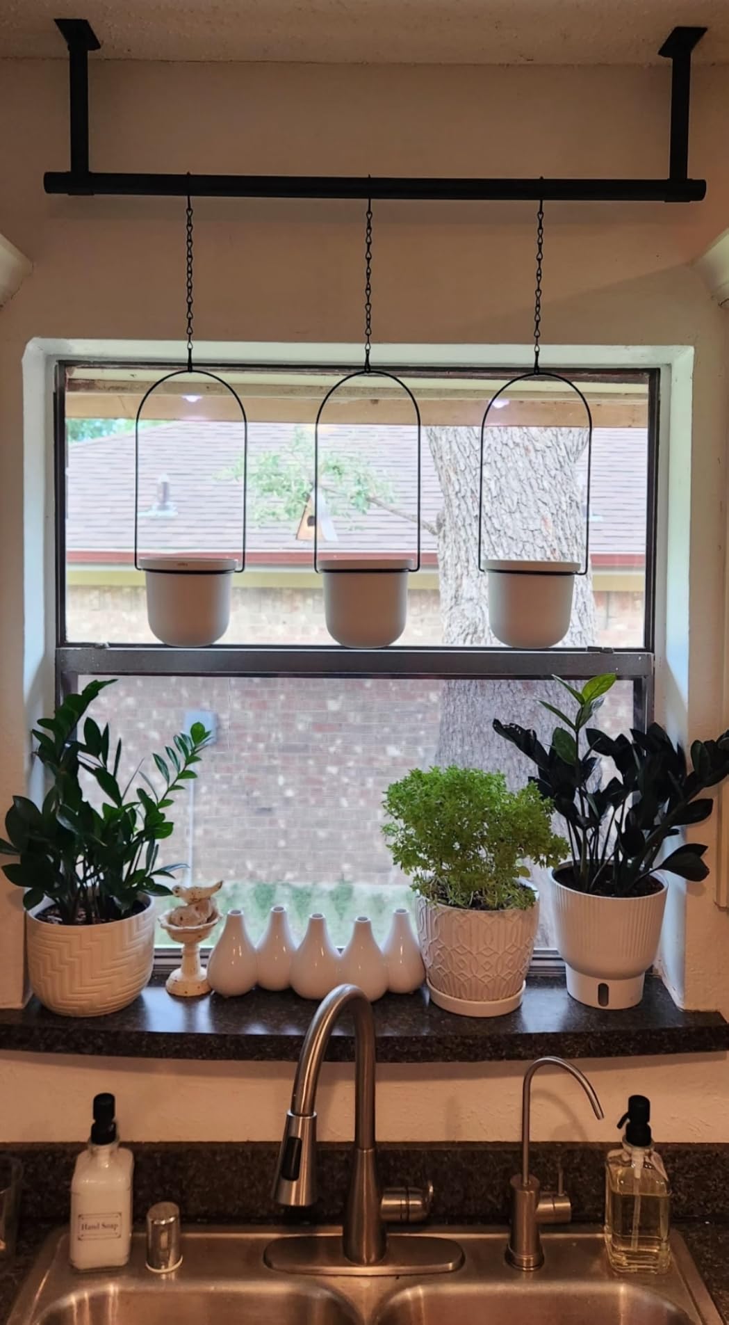 Umbra Triflora Hanging Planter, Indoor Herb Garden, Set of 3, White/Black customer photo 2