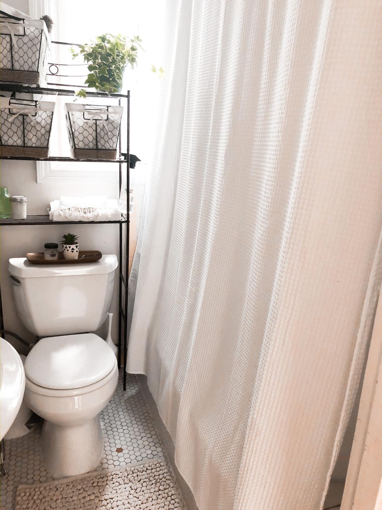 Barossa Design Waffle Weave Shower Curtain Fabric White, 72x72 customer photo 2