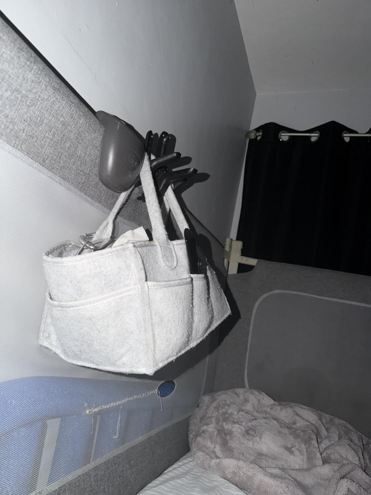 PUTSKA Baby Diaper Caddy Organizer, Felt Nursery Basket, Gray, Large customer photo 1