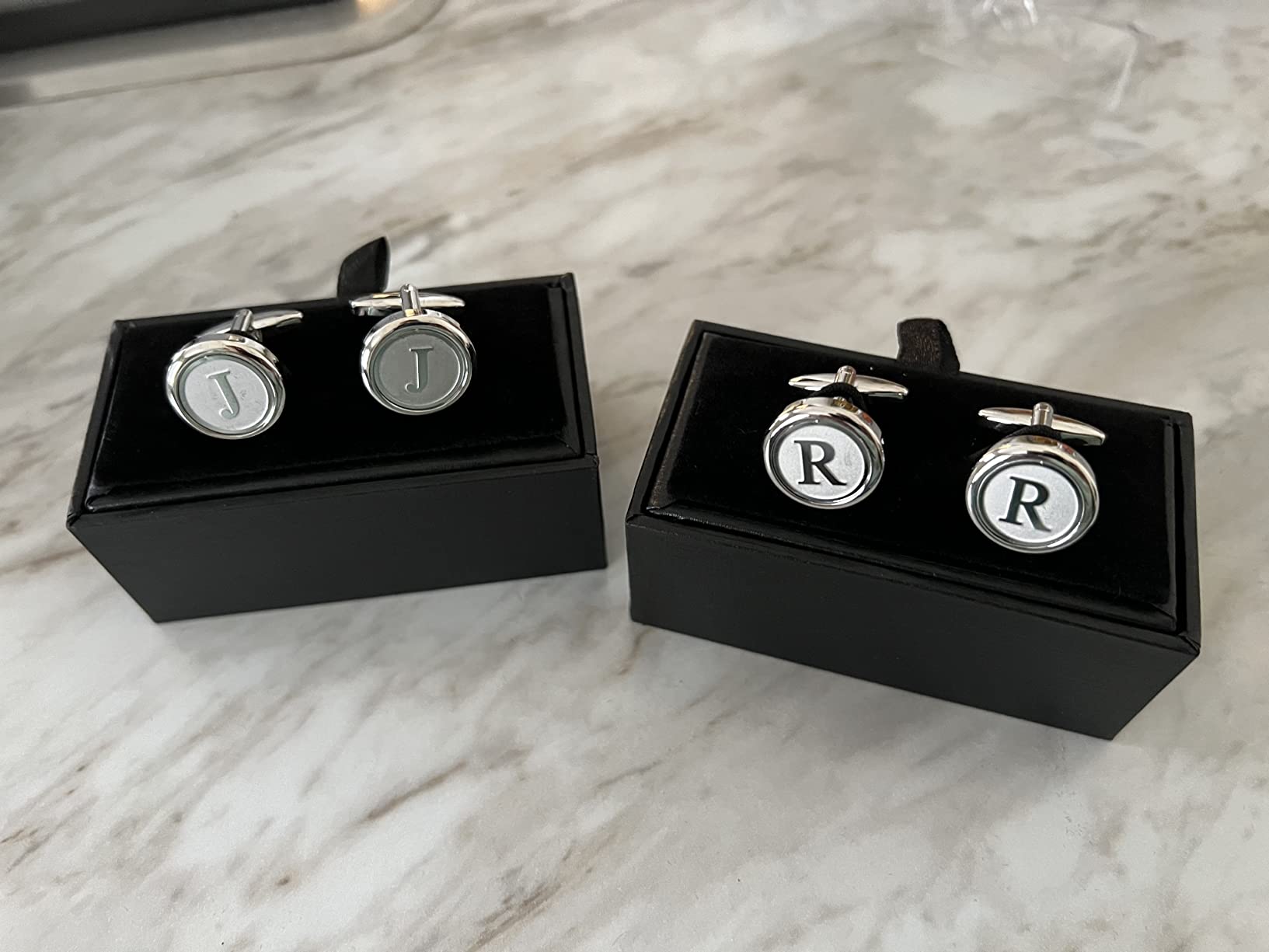Mens Classic Stainless Steel Initial Cufflinks 26 Alphabet Initial Letter Cufflinks Business Wedding Shirts A-Z customer photo 2