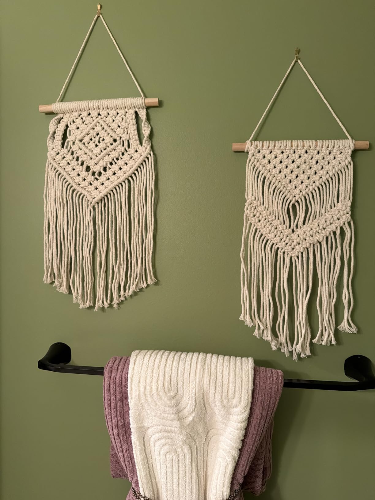Dahey 2Pcs Small Macrame Wall Hanging, 2 Sizes Boho Tapestry Wall Art Decor customer photo 2