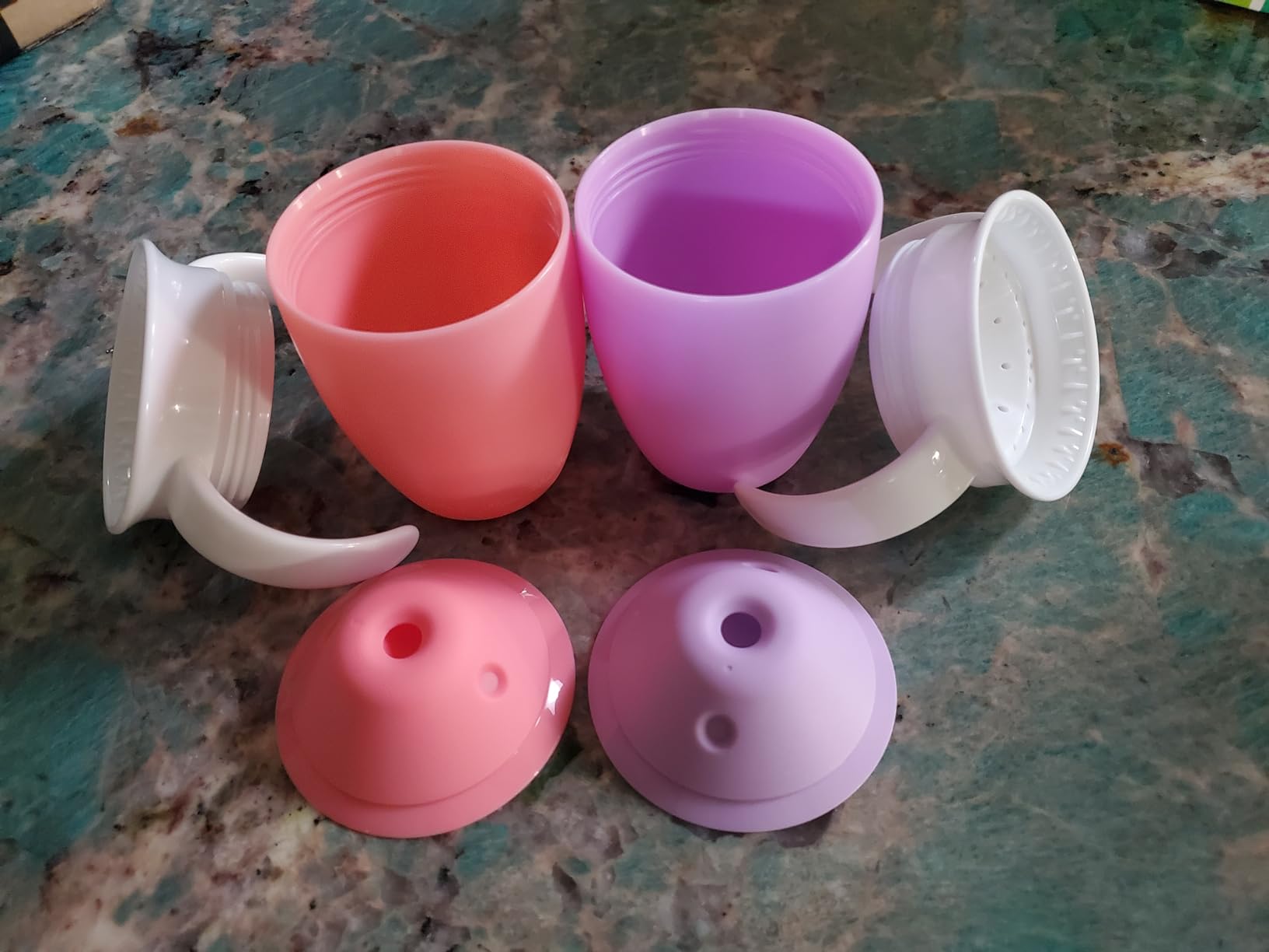 Munchkin Miracle 360 Sippy Cup for 6 Month Old, Spill Proof Baby and Toddler Cups with Transition Handles, 7 Ounce, 2 Pack, Pink/Purple customer photo 1
