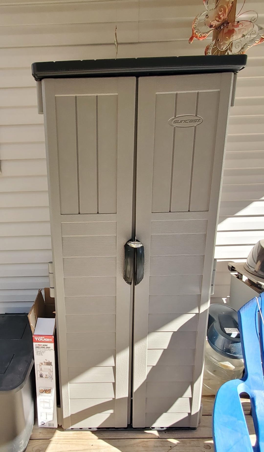 Suncast 22 Cu Ft, Vertical Storage Shed, Pad-Lockable Double Doors, Stoney customer photo 2
