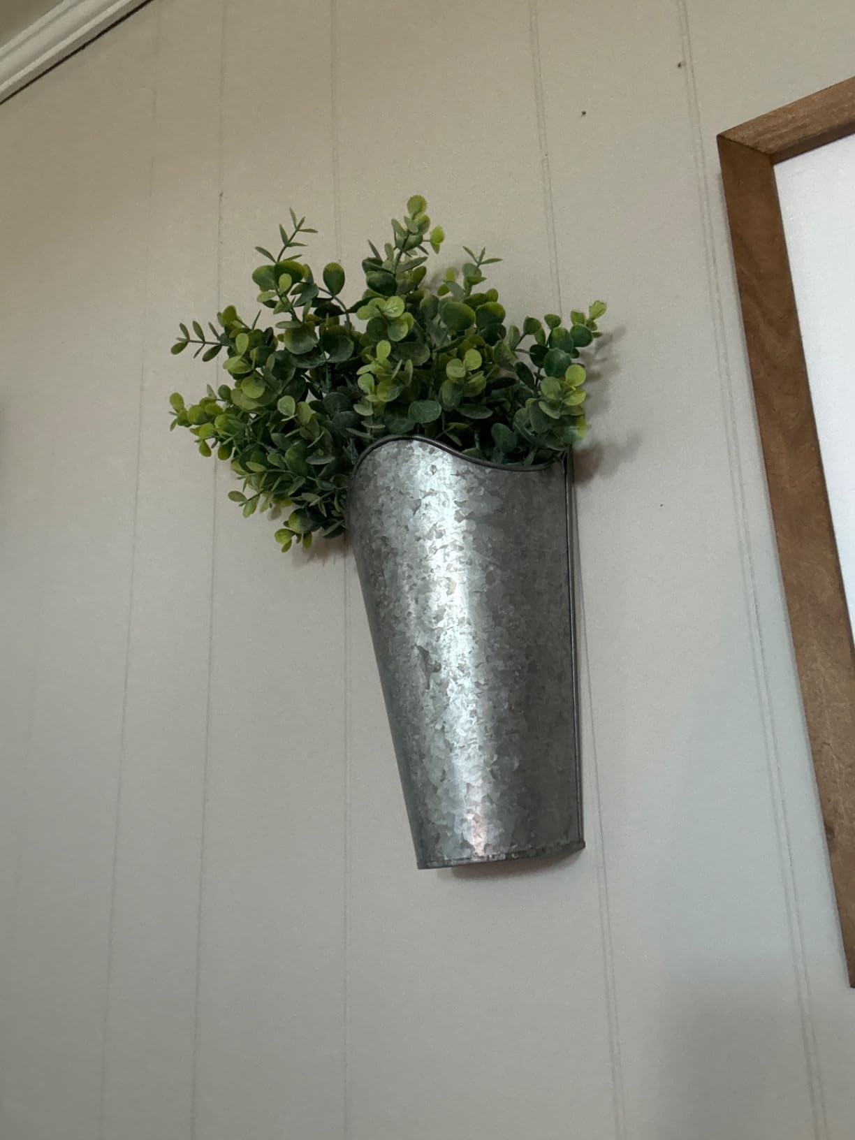 Mkono Metal Wall Planter, Hanging Vase for Flowers Plants, Set of 2, Silver customer photo 1