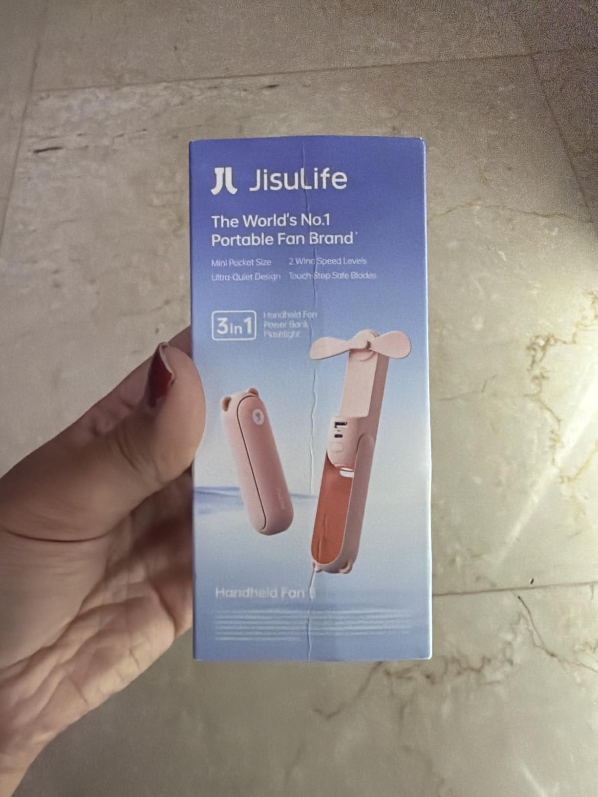 JISULIFE 3 IN 1 Portable Fan with Power Bank & Flashlight Featured customer photo 2