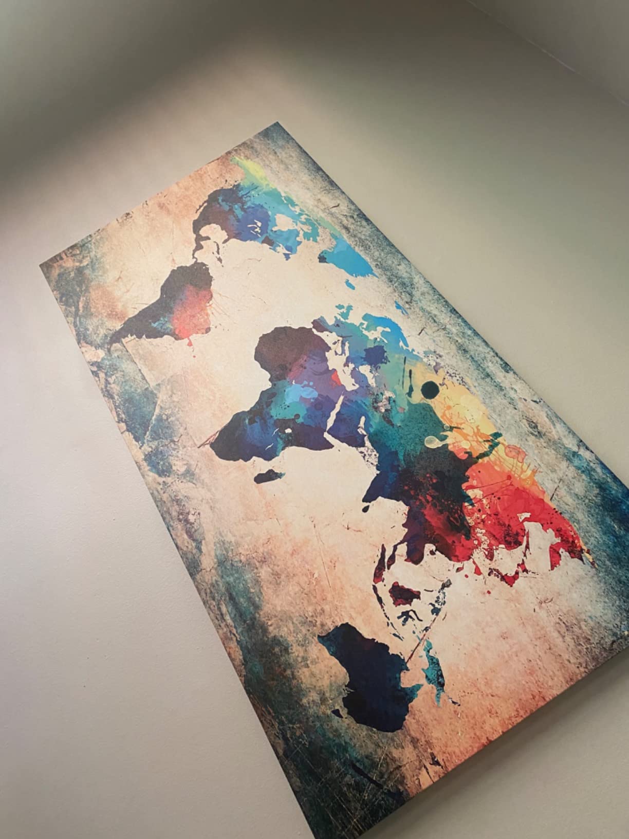 Baisuwallart- 1 Piece Vintage World Map Canvas Wall Art- Ready to Hang - Home Office Decor Picture Prints for Living Room Bedroom Abstract Painting Artwork 20x40inches x1pcs customer photo 2