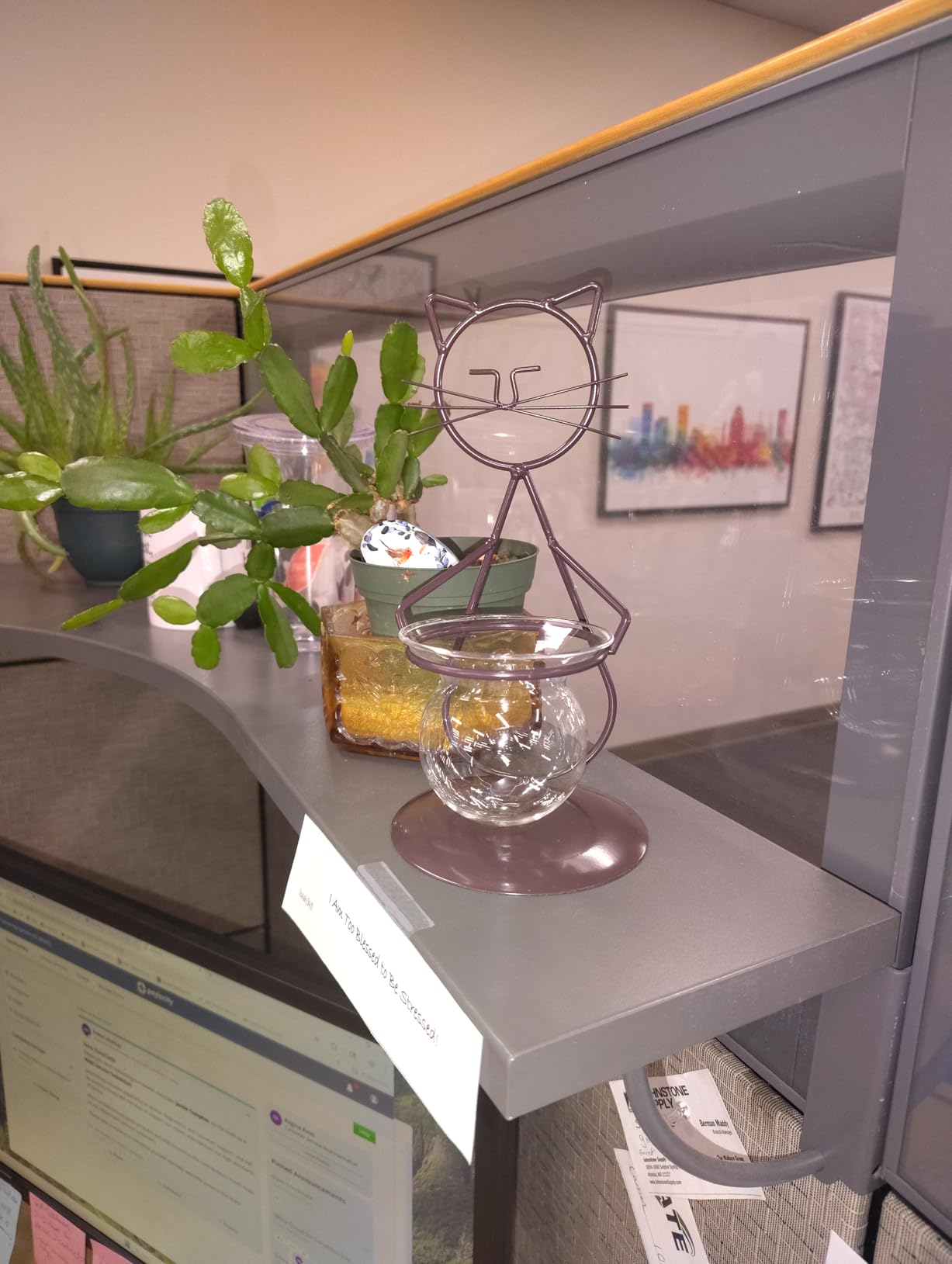 Marbrasse Desktop Glass Planter Vase Holder, Modern Creative Cat Plant Terrarium Metal Stand for Hydroponics Plants Home Garden Wedding Decoration Outdoor Planter Ideas (Style 2) customer photo 1