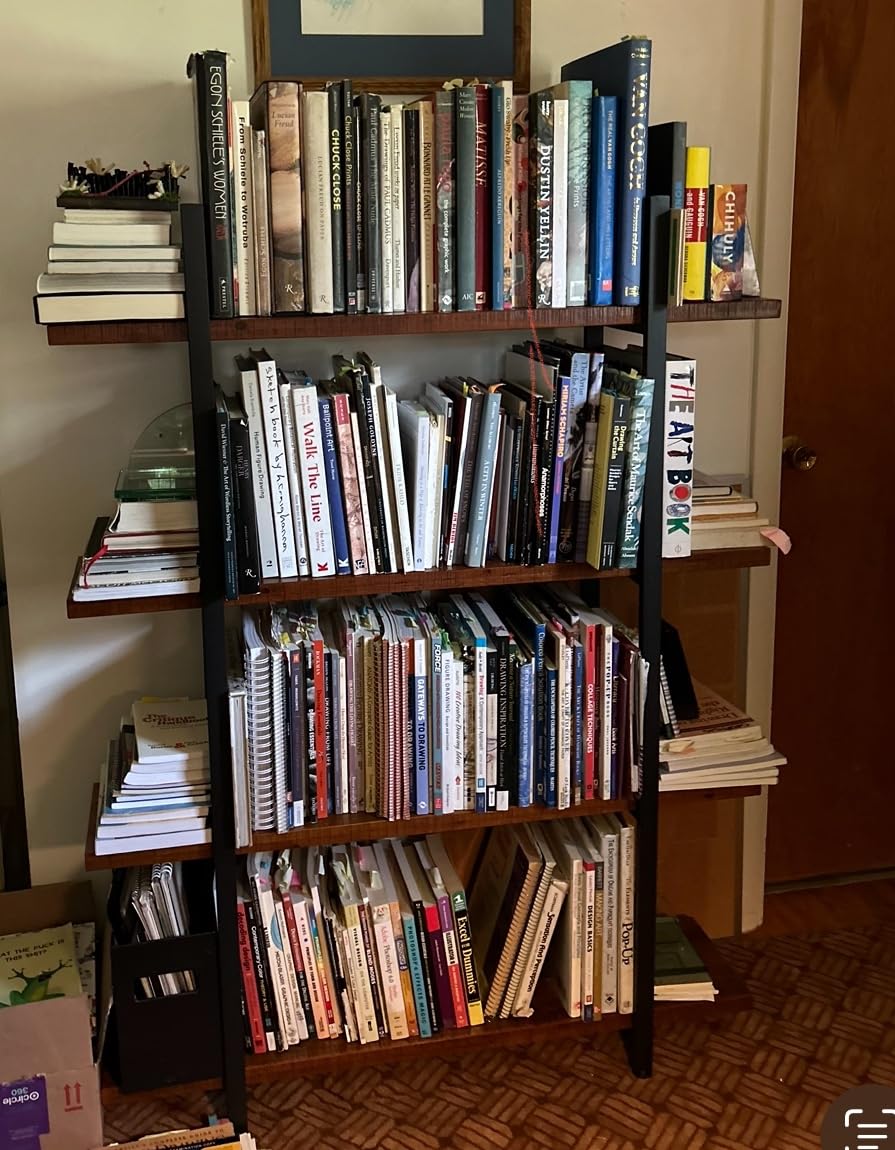 HSH 4 Tier Industrial Solid Wood Bookshelf, Distressed Brown customer photo 2