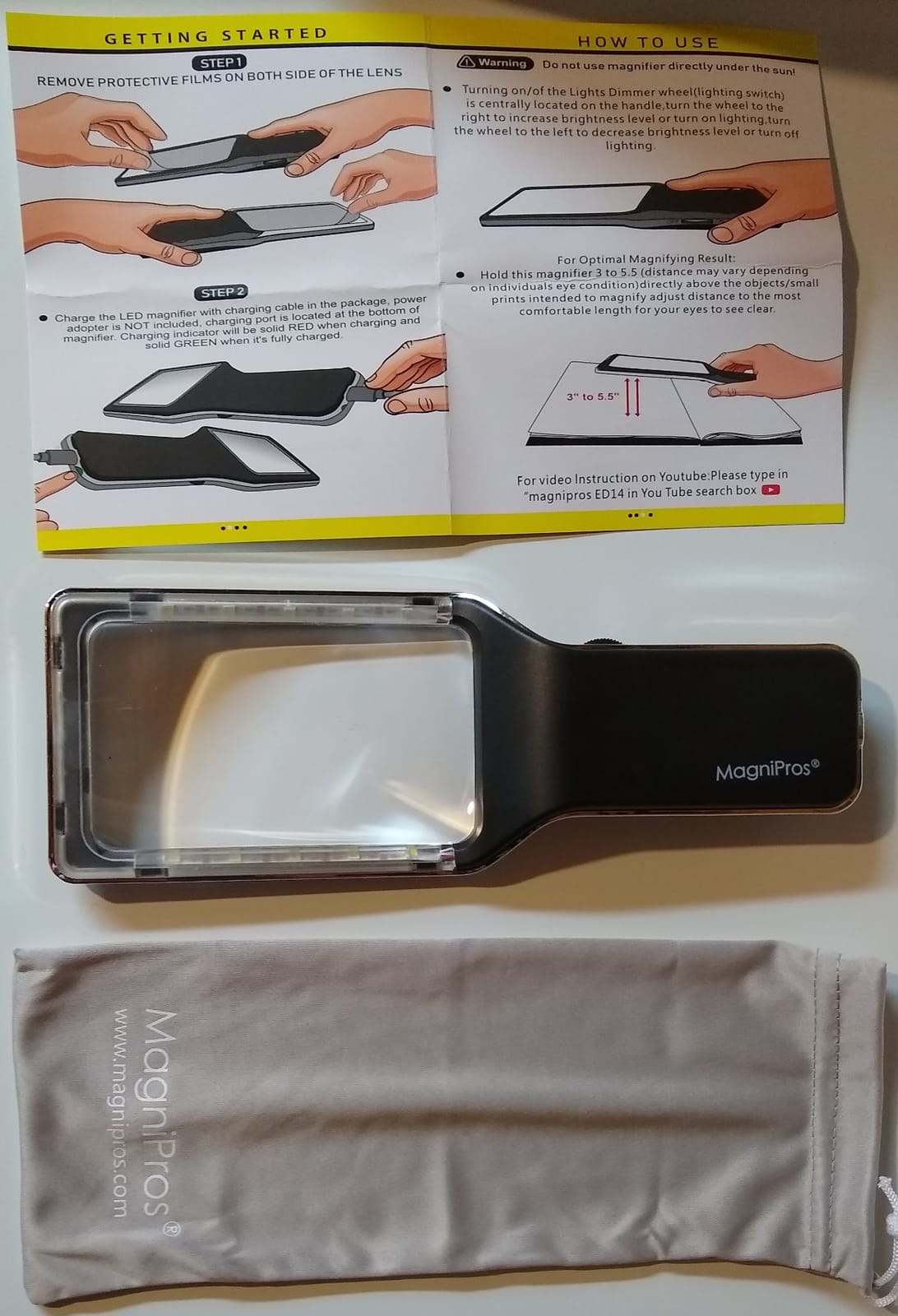 MAGNIPROS Patented 6X Rechargeable Magnifying Glass with 3 Color Light Modes & Anti-Glare Lens - Relieve Eye Strain | Perfect for Low Vision Seniors, Macular Degeneration & Fine Print customer photo 2